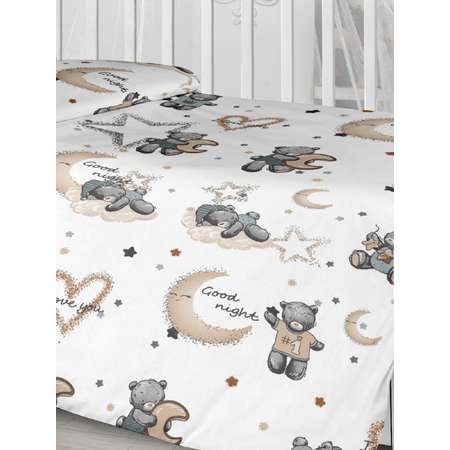 Комплект постельного белья Lemony kids в овальную кроватку Teddy bear Белый 3 предмета