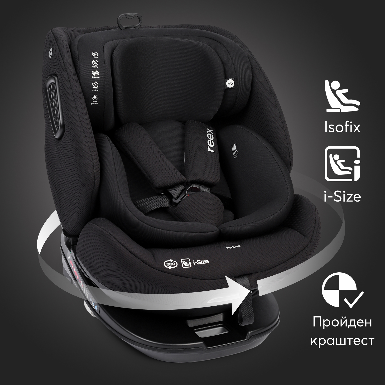 Автокресло Happy Baby Reex Isofix 0+/1/2/3 (0-36 кг) - фото 1