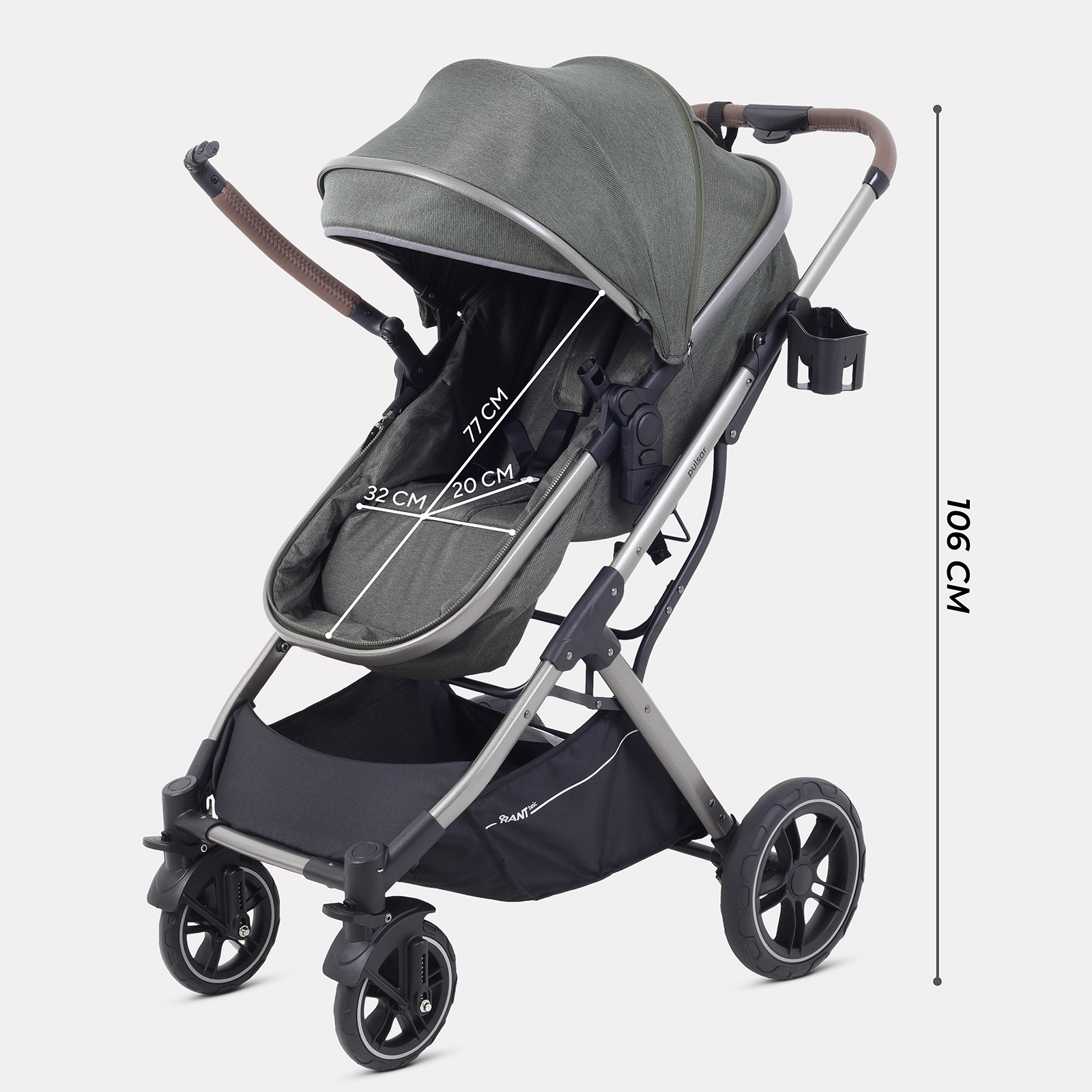 Коляска детская RANT basic PULSAR 2 в 1 RA160 Olive - фото 4