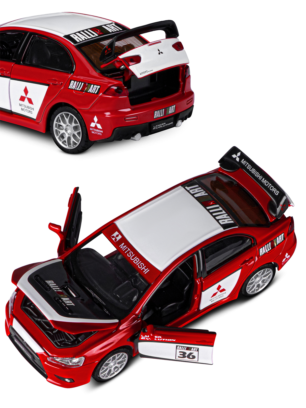 Автомобиль АВТОпанорама Mitsubishi Lancer Evolution 1:32 JB1251543 - фото 10