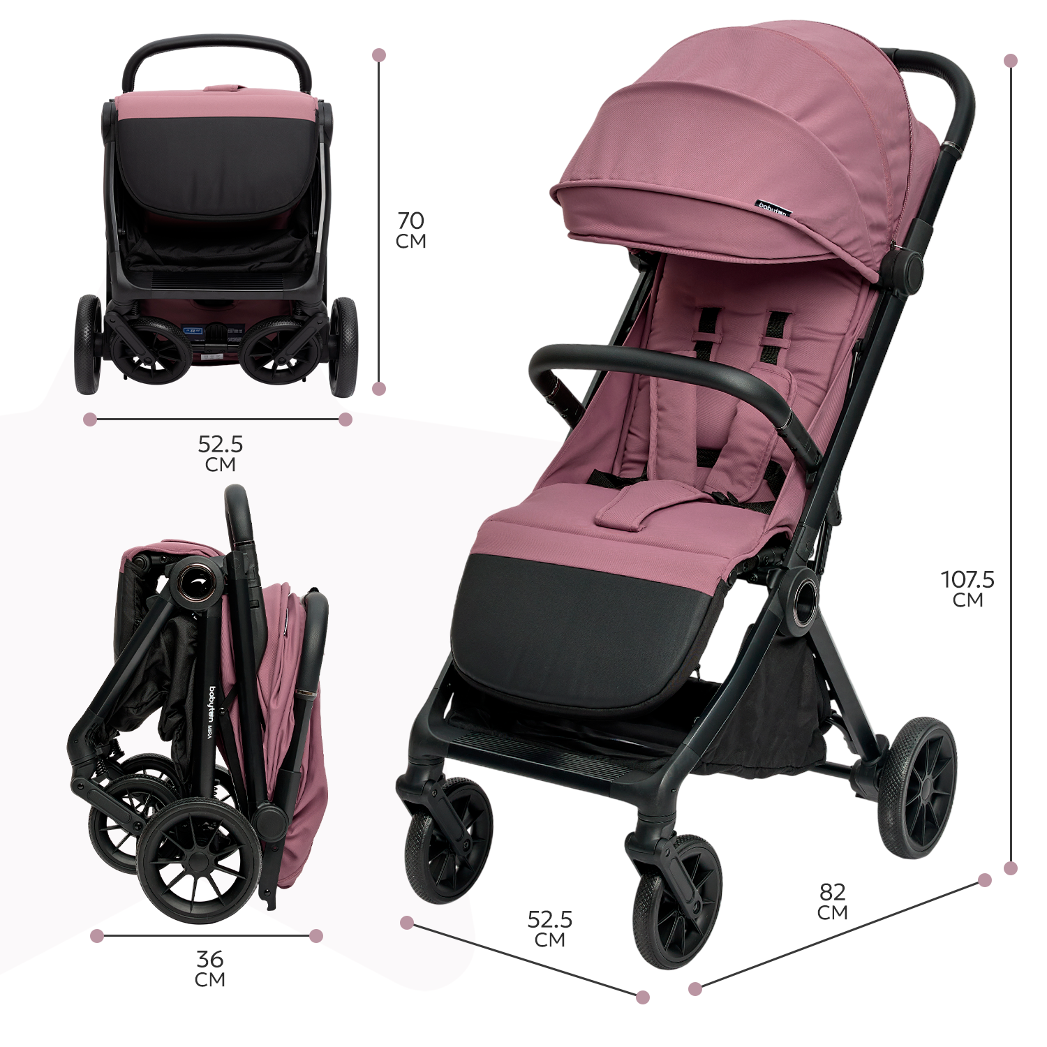 Коляска прогулочная Babyton Mira розовый - фото 7