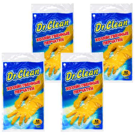 Перчатки хозяйственные Dr. Clean резиновые 4 пары размер M