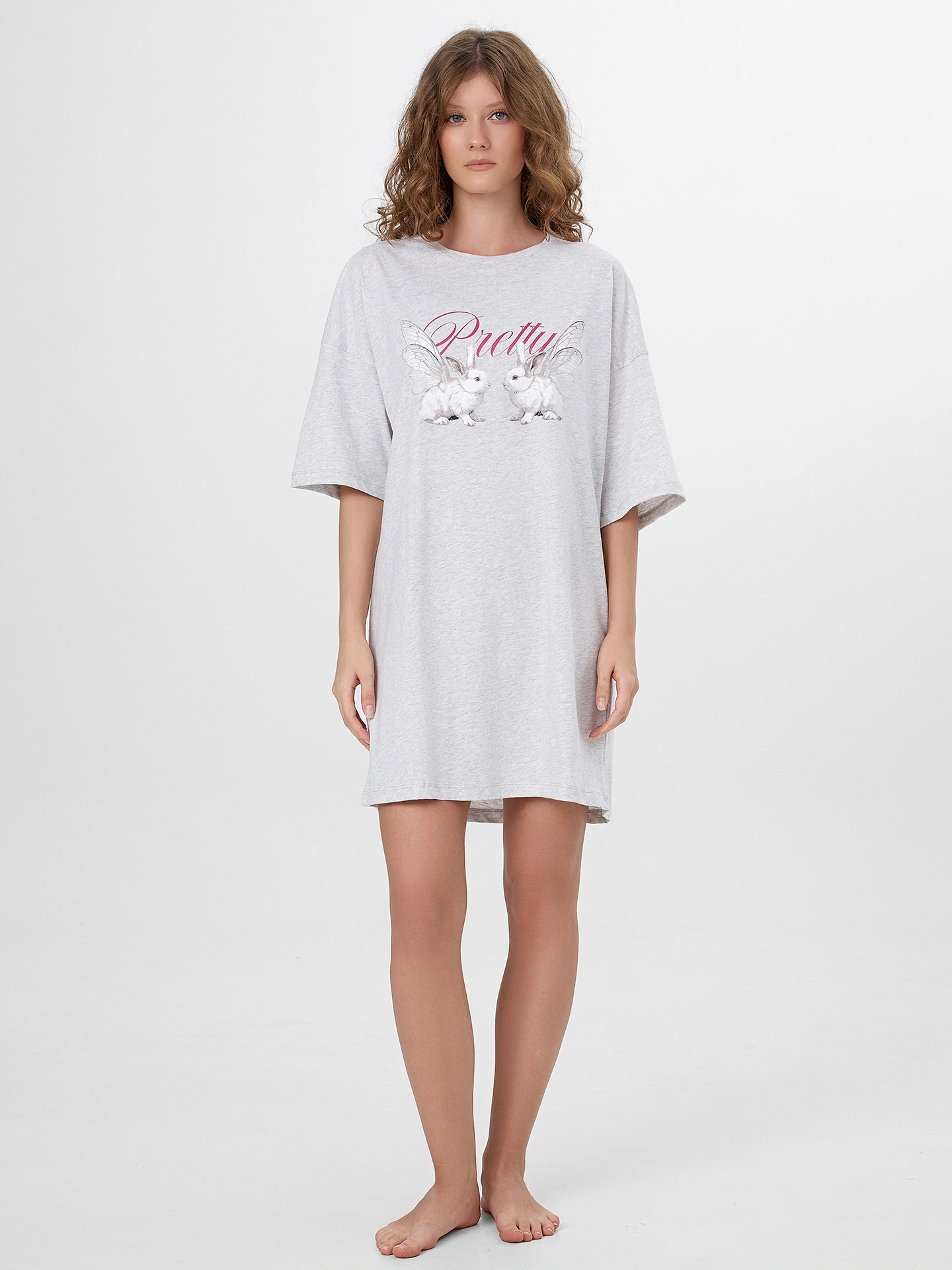 Сорочка ночная Mark Formelle (Марк Формэль) 512079/серый меланж 4306-А +печать2(2) - фото 3