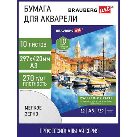 Художественная бумага Brauberg для акварели 10 лист.