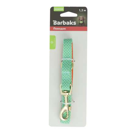 Поводок для собак Barbaks бирюзовый плетёный 1.5*120см полиэстер