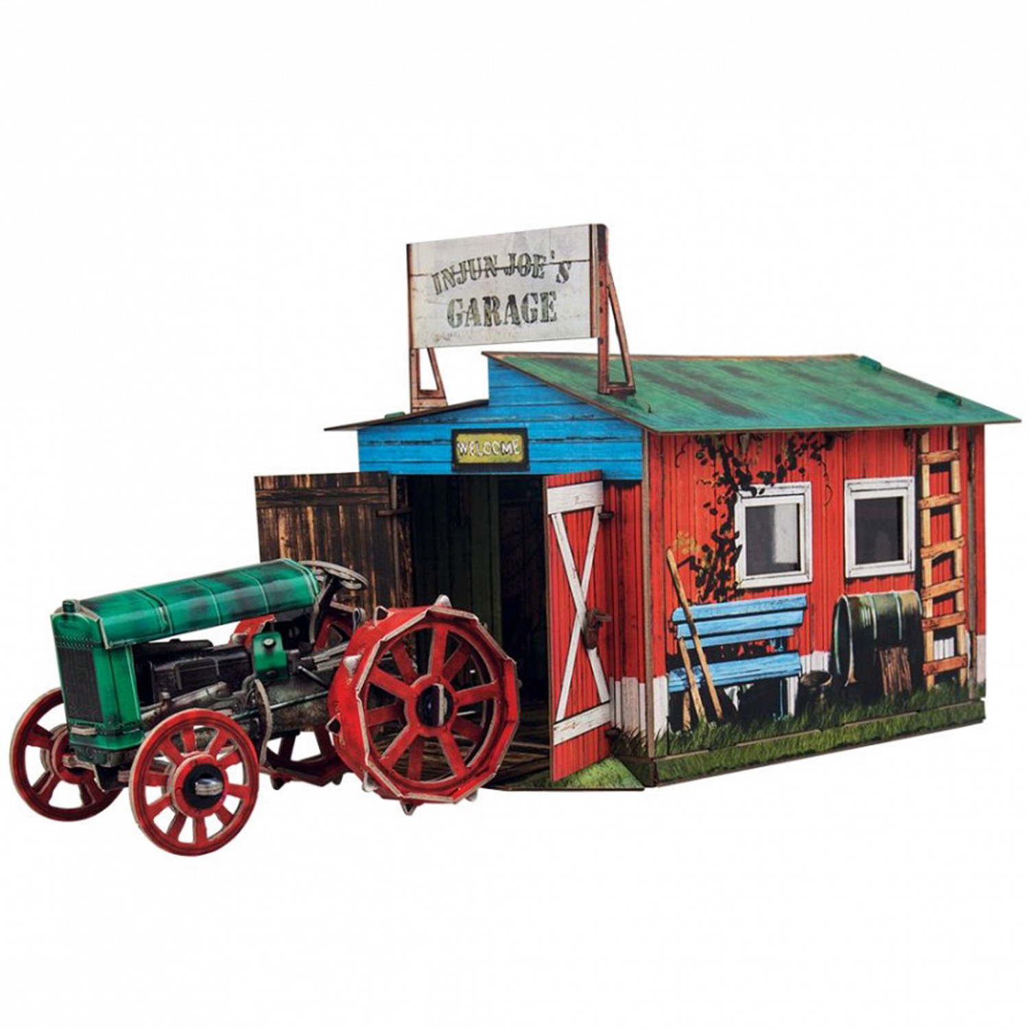 Игрушка из картона Умная бумага Трактор и гараж 371 371 - фото 1