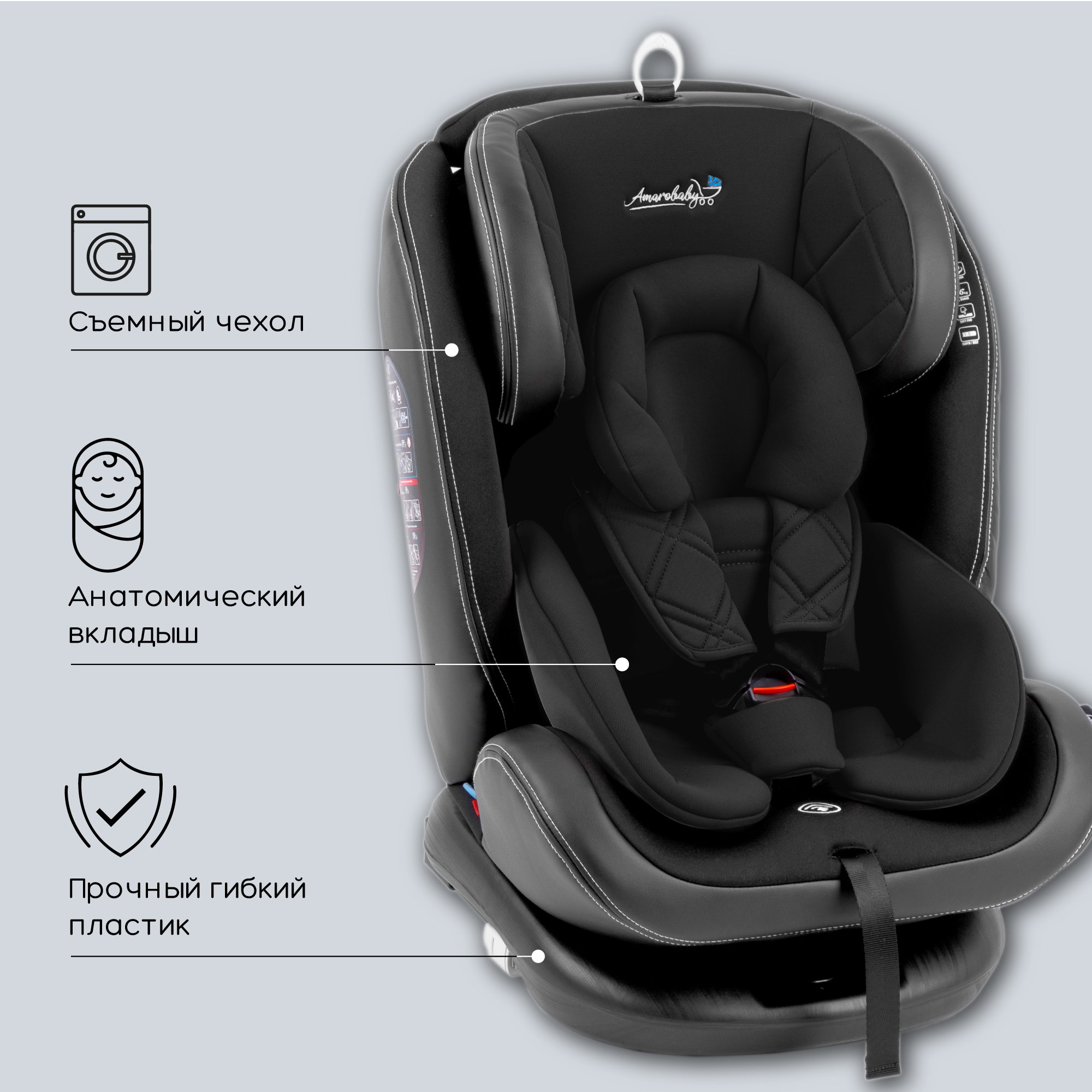 Автокресло Amarobaby ST-3 Isofix 0+/1/2/3 (0-36 кг) - фото 15