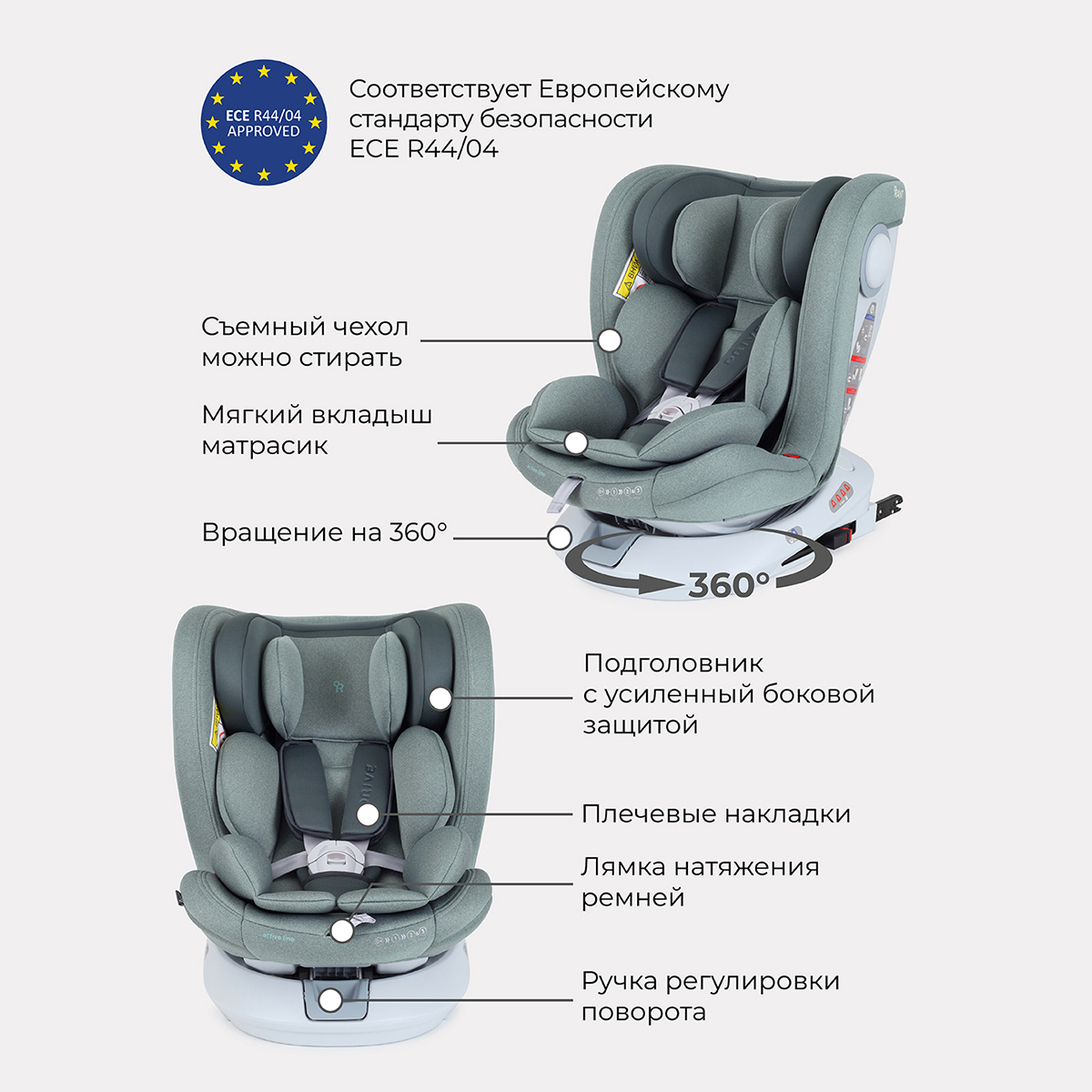 Автокресло Rant Drive Active Line Green Isofix 0+/1/2/3 (0-36 кг) - фото 8
