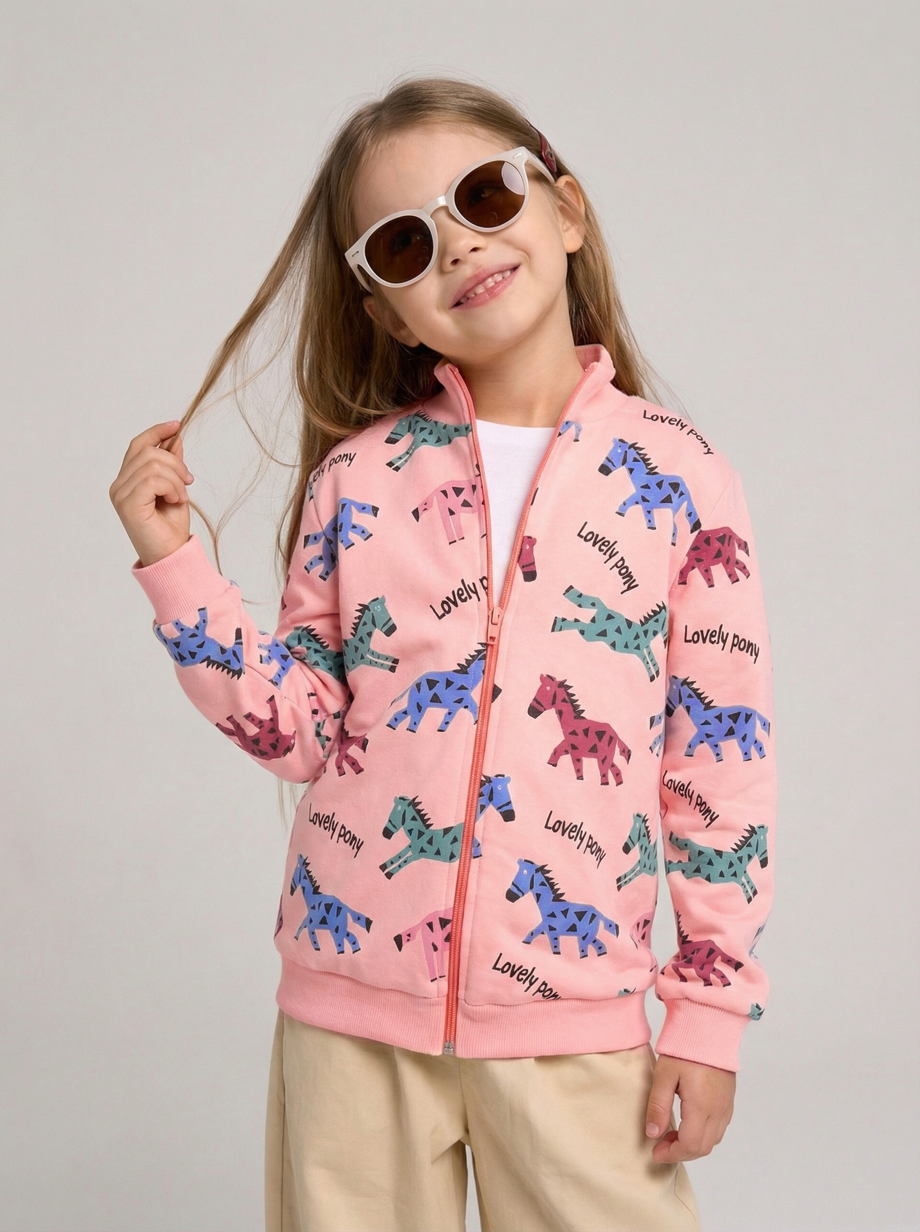 Изображение товара Толстовка для девочки YOULALA 110 теплая с рисунками из футера