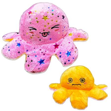 Мягкая игрушка MINI-TOYS вывернушка Осьминог двусторонний. Оранжевый-розовый