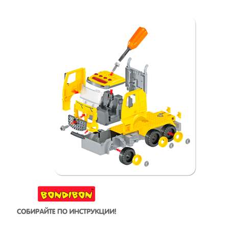Конструктор Bondibon с отверткой свет звук Машина 74 дет.