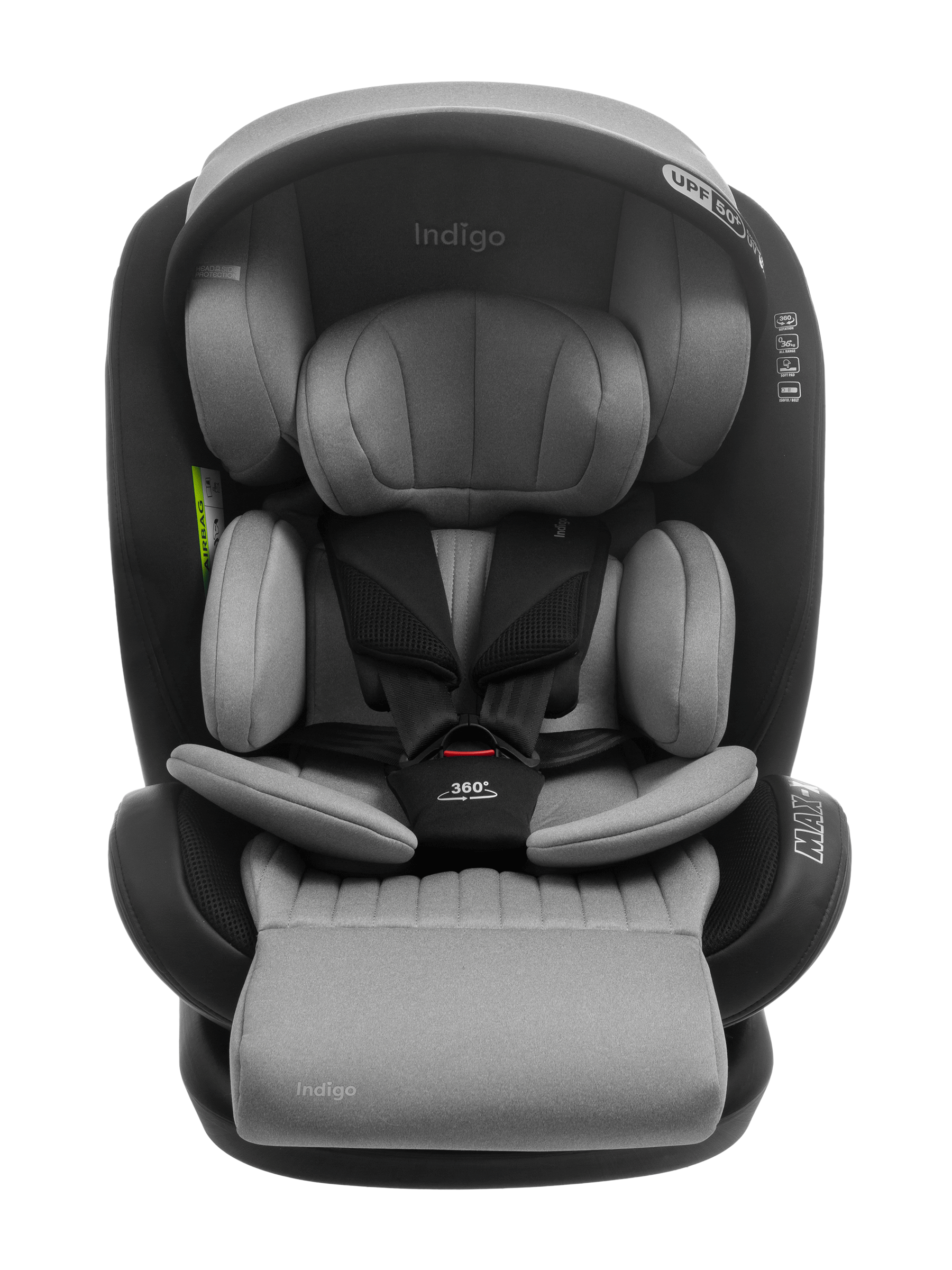 Автокресло Indigo MAX-X серый Isofix 0+/1/2/3 (0-36 кг) серый - фото 13