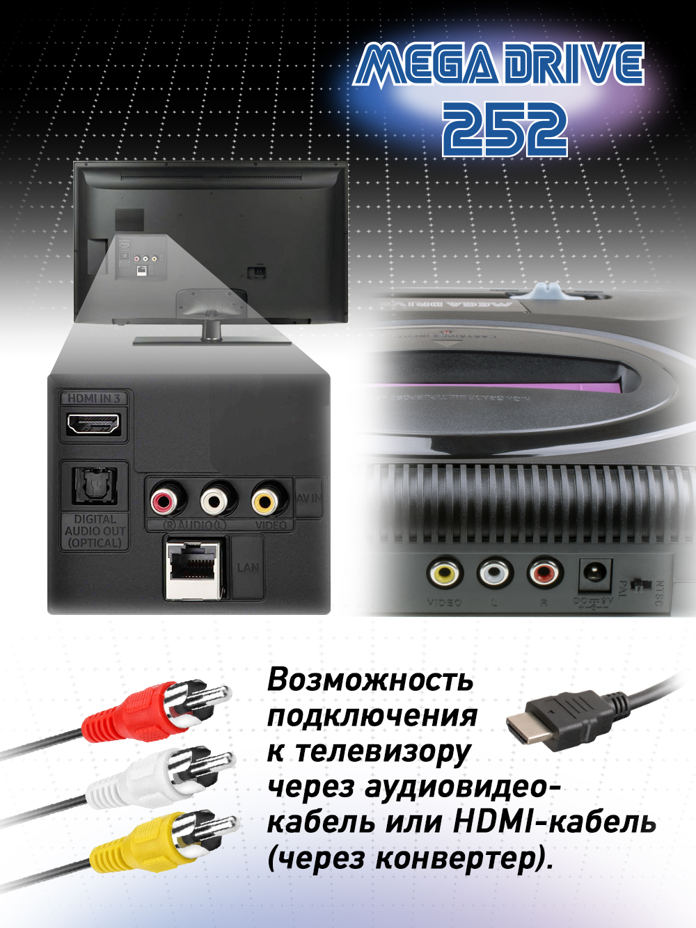 Игровая приставка Dendy Mega Drive 252 + конвертер - фото 5