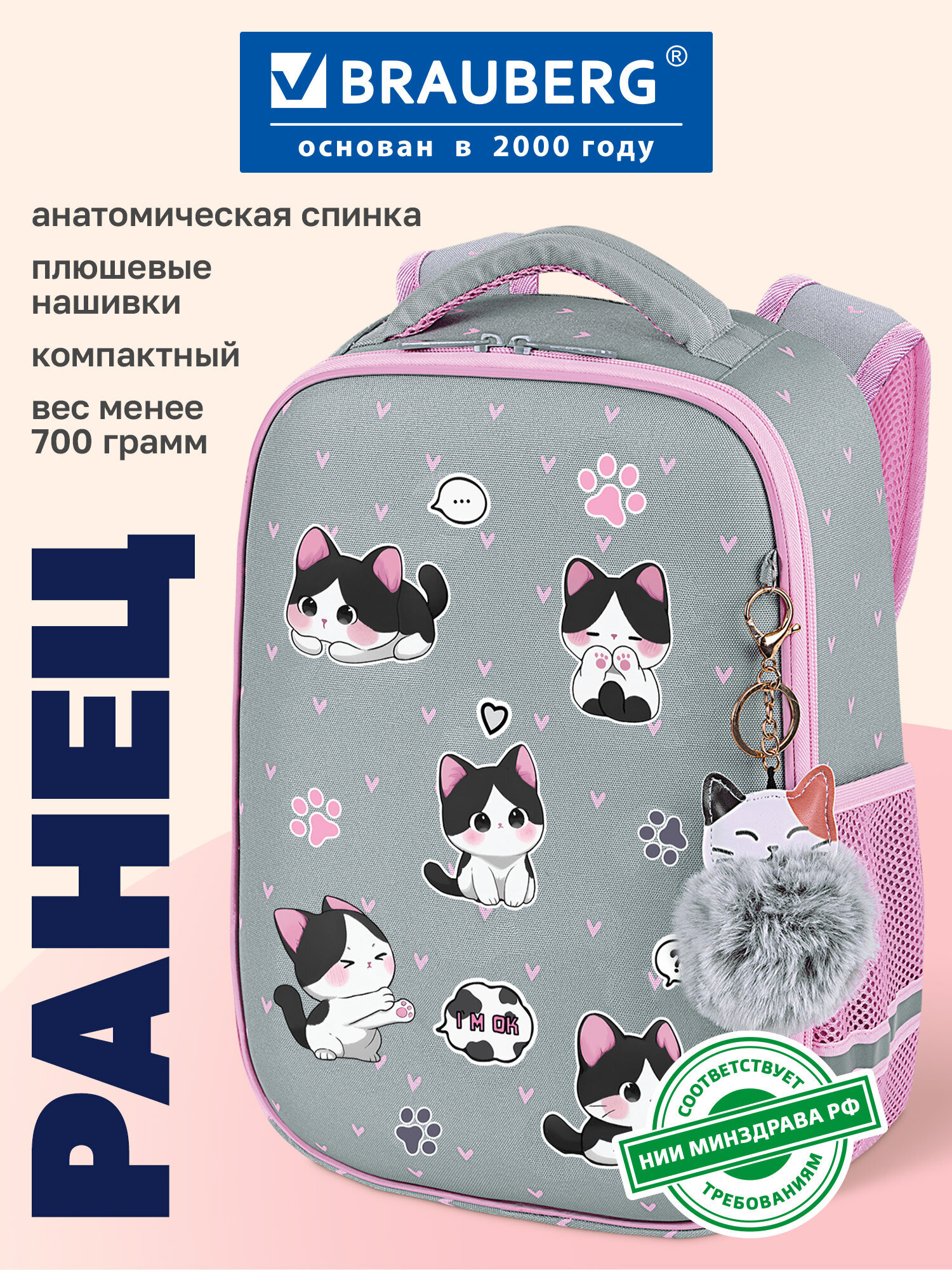 Рюкзак Brauberg играющие котики - фото 1