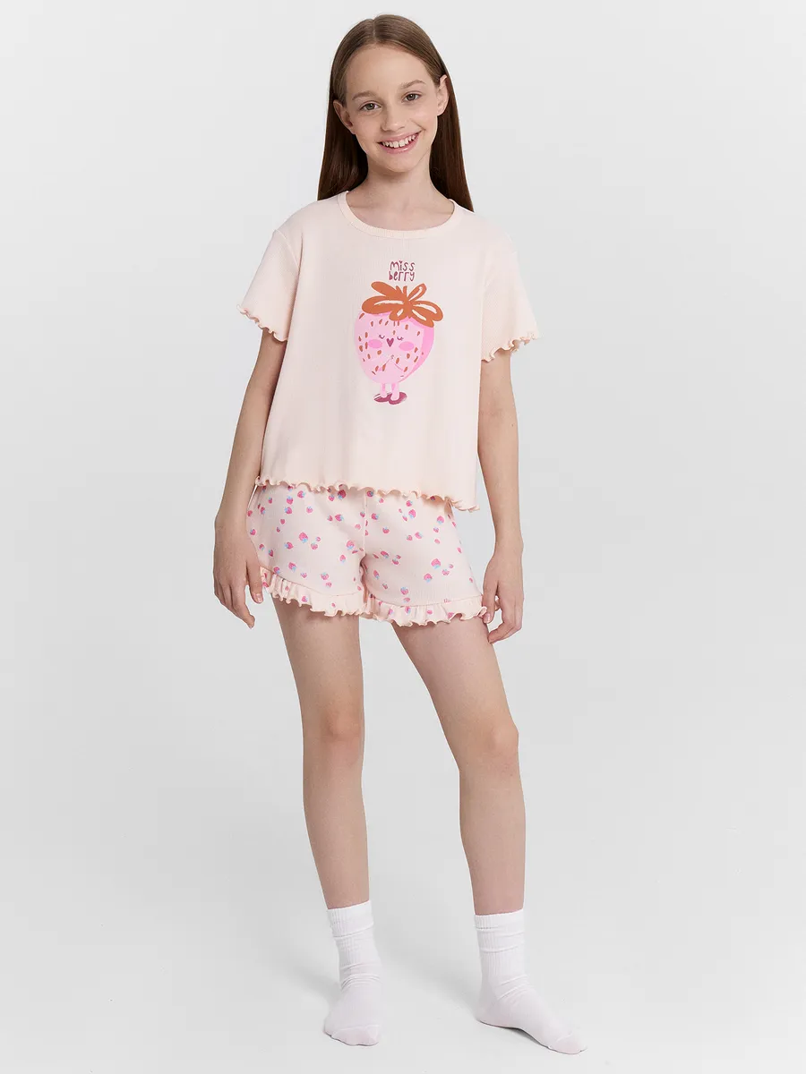 Пижама Mark Formelle (Марк Формэль) 567751/нежно -розовый +розовые клубники на св.розовом - фото 1