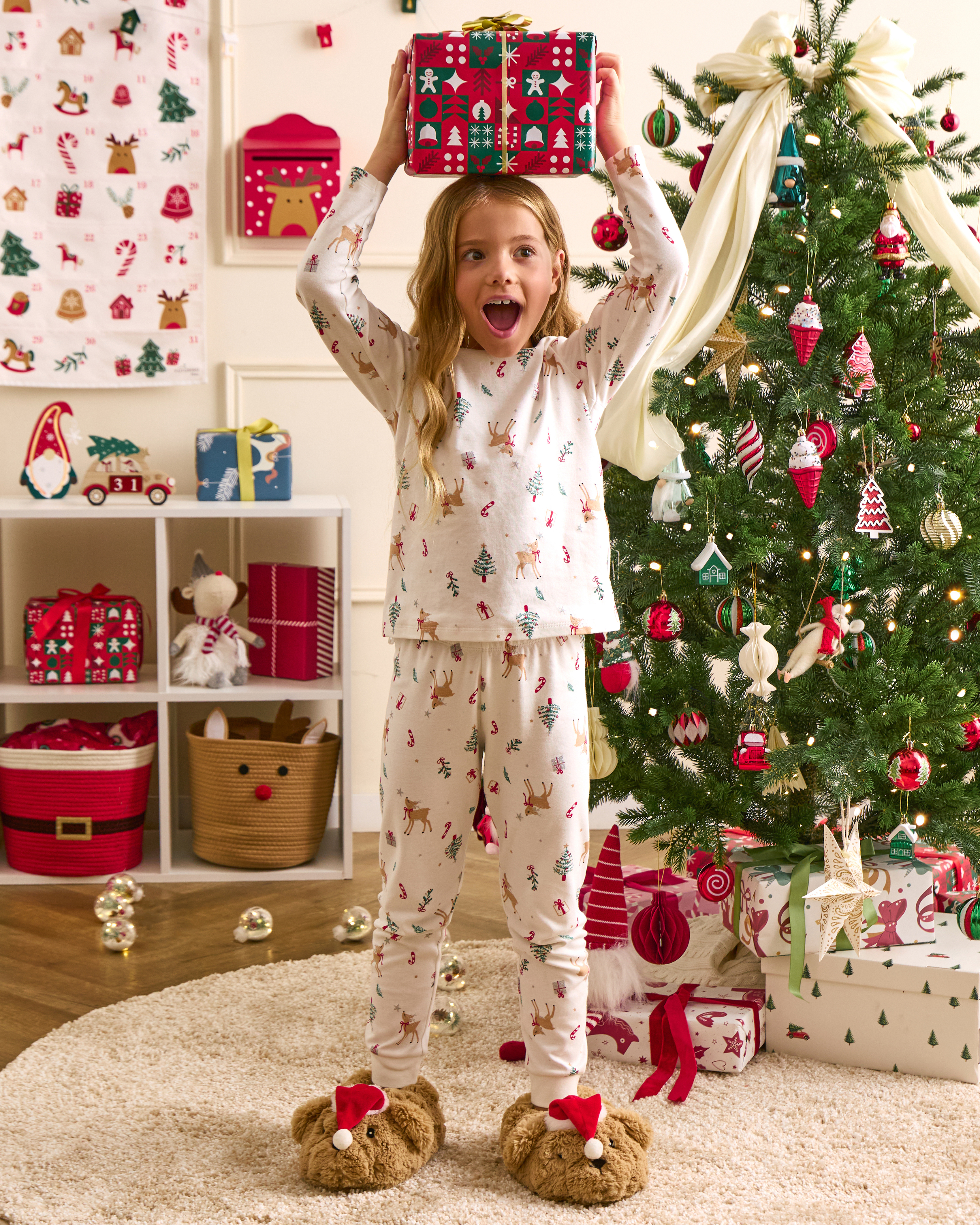 Изображение товара Детская новогодняя пижама Futurino 98 хлопок с принтом для девочки