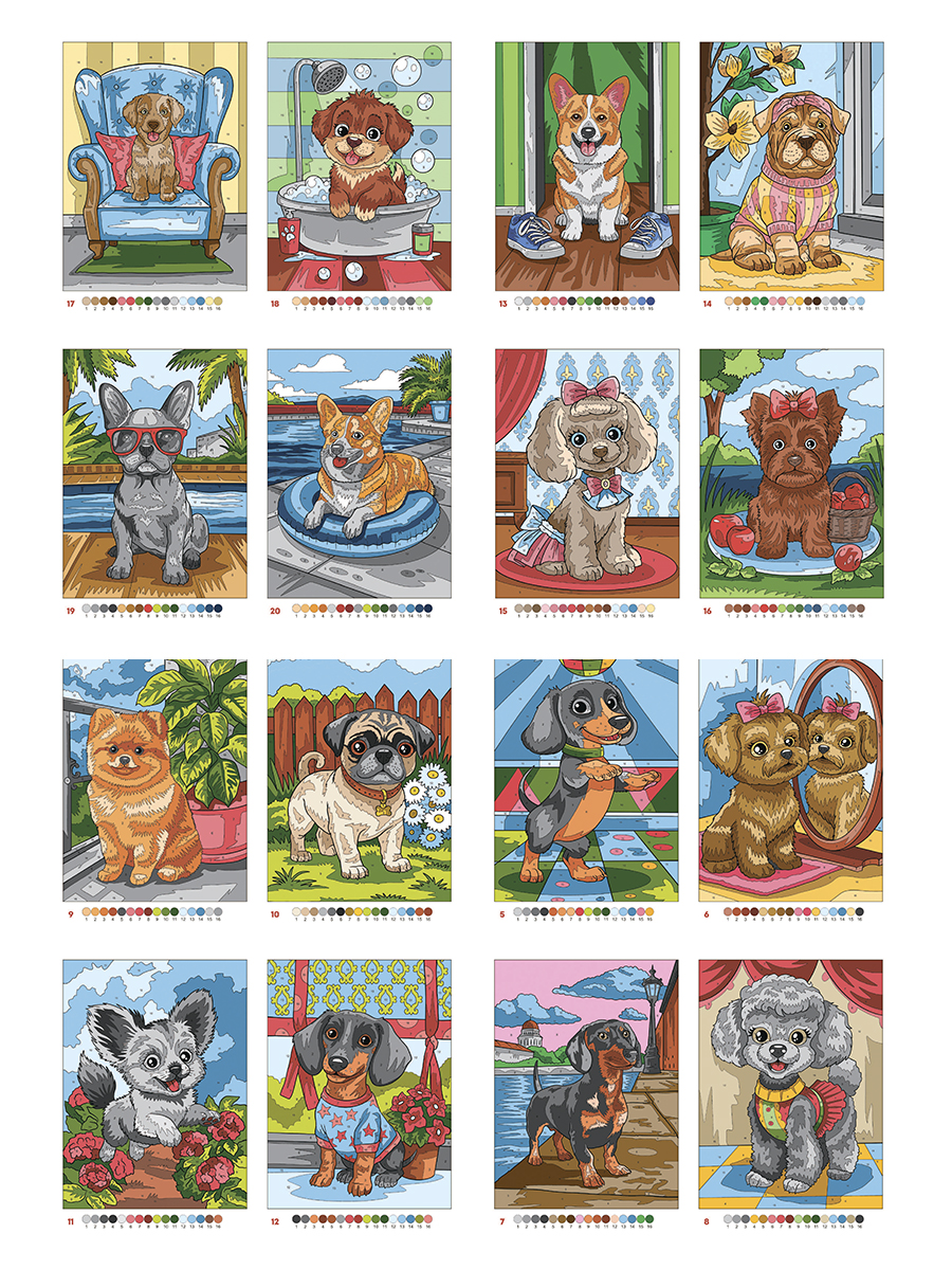 Раскраска по номерам Проф-Пресс большая Собачки 100 сюжетов - фото 11