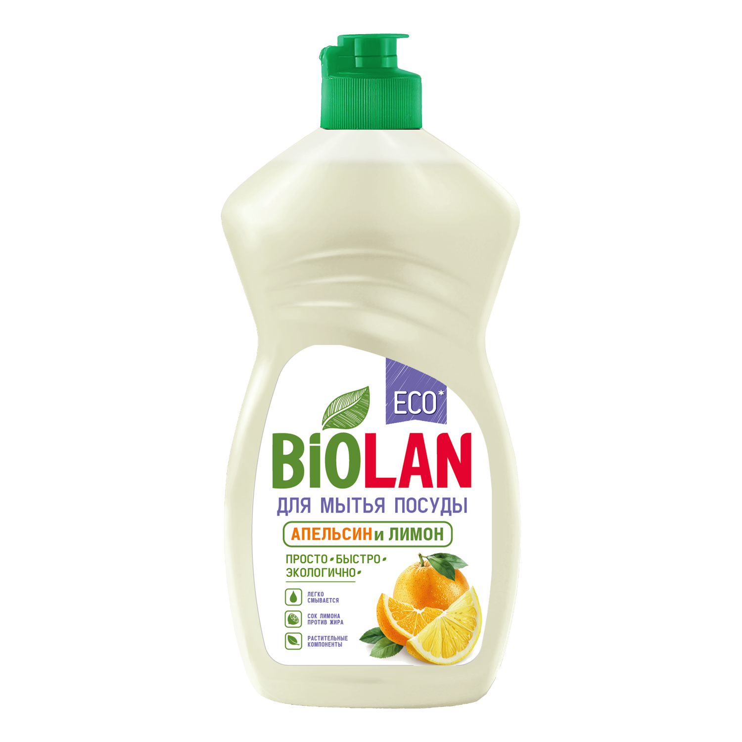 Средство для мытья посуды Биолан Апельсин и лимон 450 г - фото 1