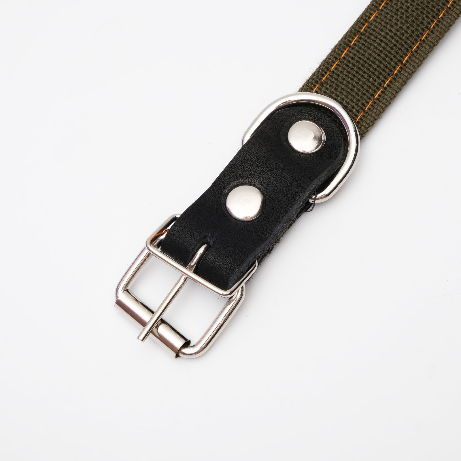 Ошейник Пижон брезентовый на фетре 64х3 см ОШ 30-55 см тёмно-зелёный - фото 3