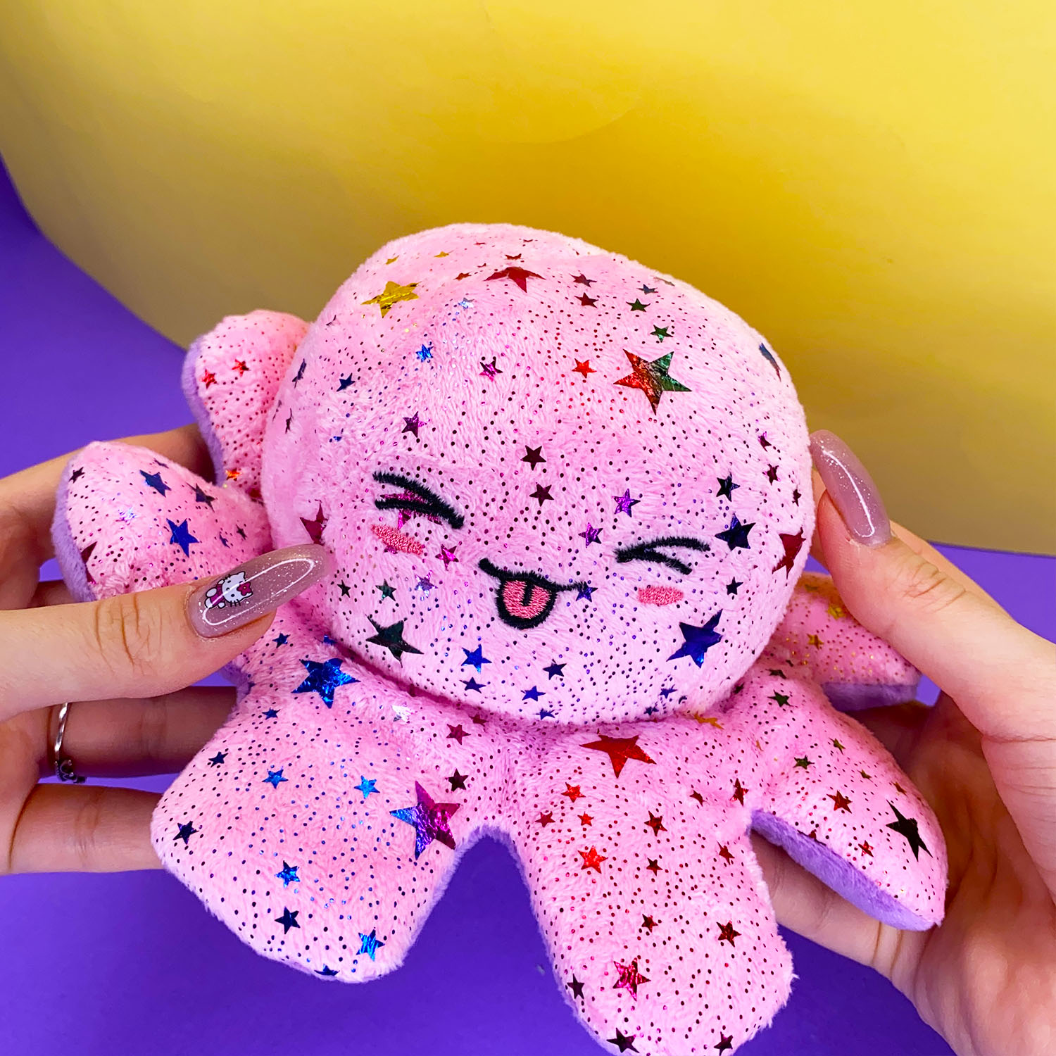 Мягкая игрушка MINI-TOYS вывернушка Осьминог двусторонний. Розовый-сиреневый - фото 2