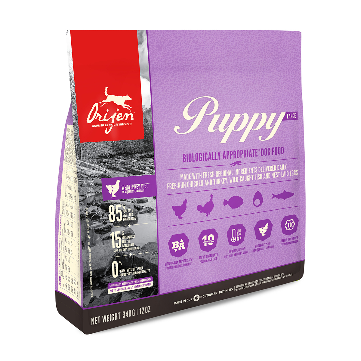 Корм для щенков ORIJEN Puppy large беззерновой с цыпленком 340г - фото 1