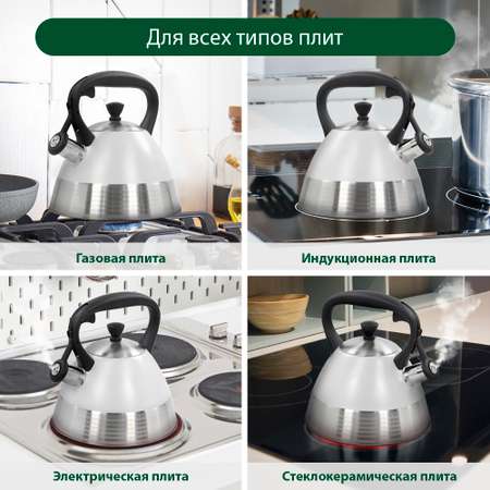 Чайник для плиты MARTA MT-3088 со свистком белый матовый