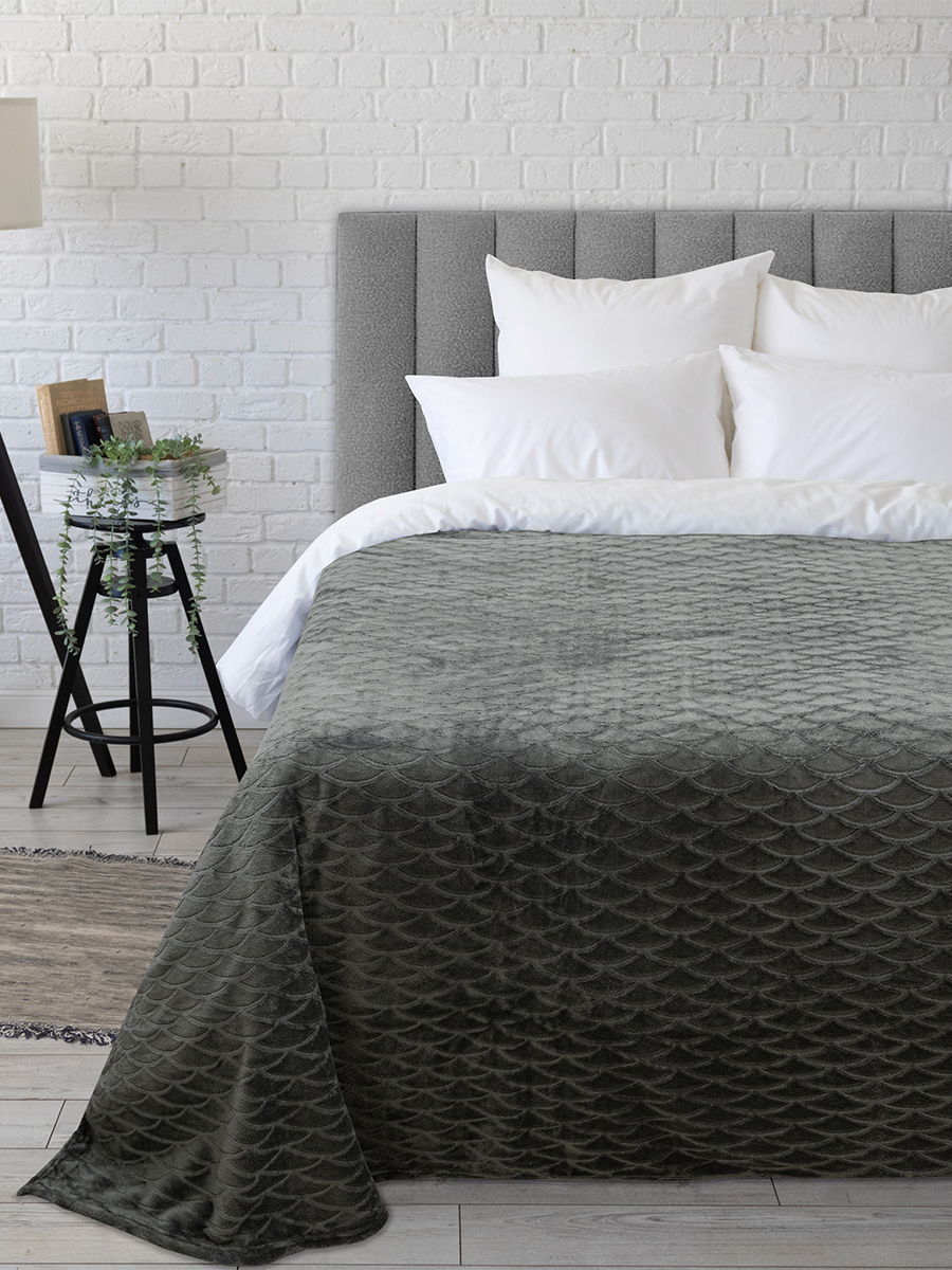 Покрывало BRAVO с тиснением серый 150 x 200 см велсофт - фото 1