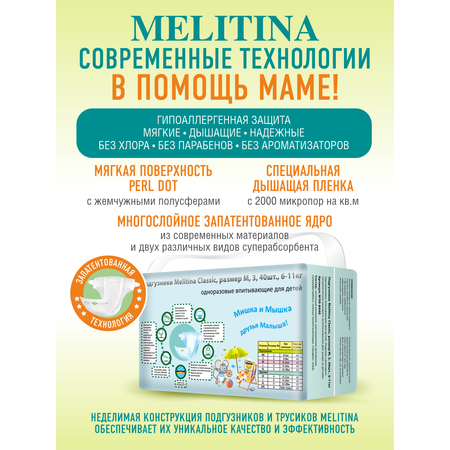 Подгузники Melitina Classic M 176 шт.