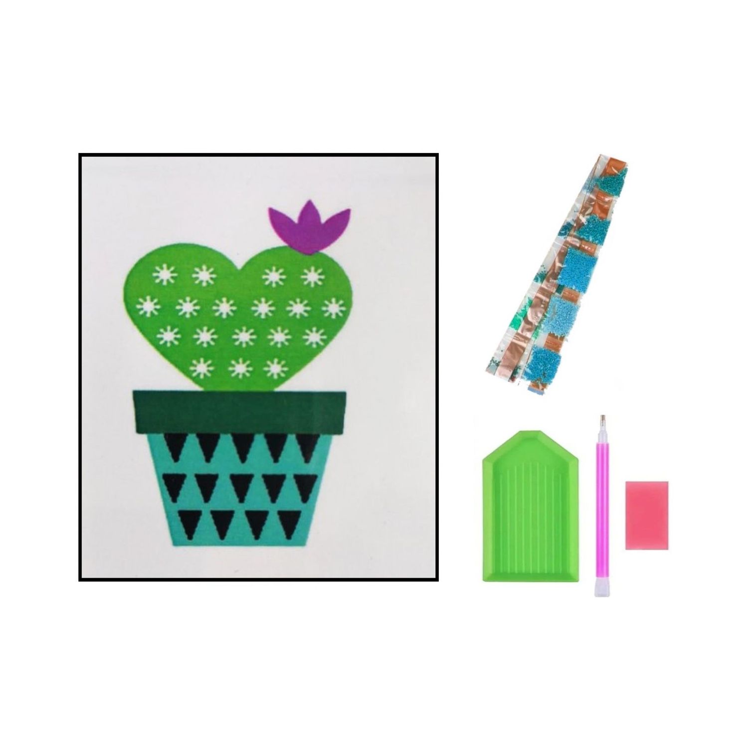 Алмазная мозаика Seichi Кактус в виде сердечка - фото 3