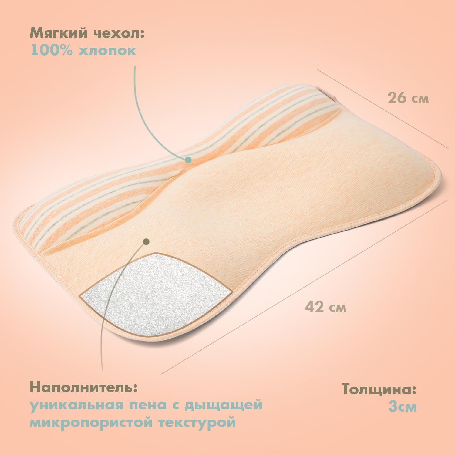 Подушка анатомическая Nuovita 26 x 42 см 1 шт. - фото 5