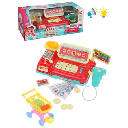 Игровой набор Наша Игрушка продукты, касса, тележки и корзинки