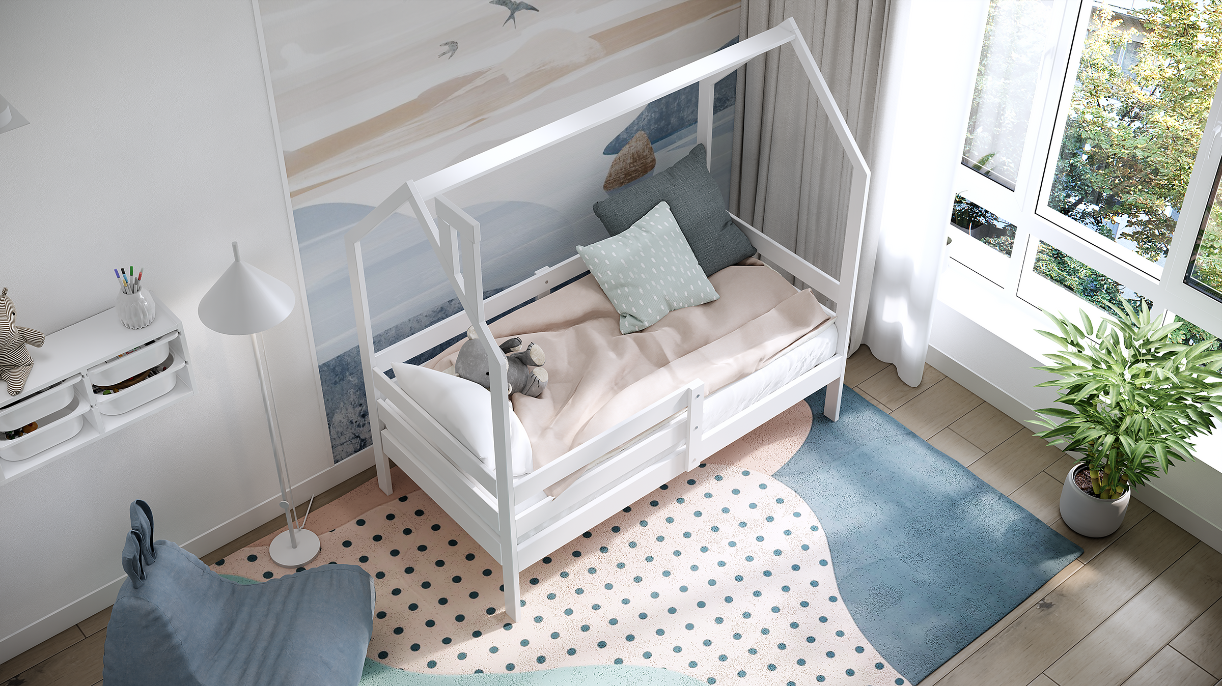 Кровать односпальная IKEA Ош (белый) - фото 1