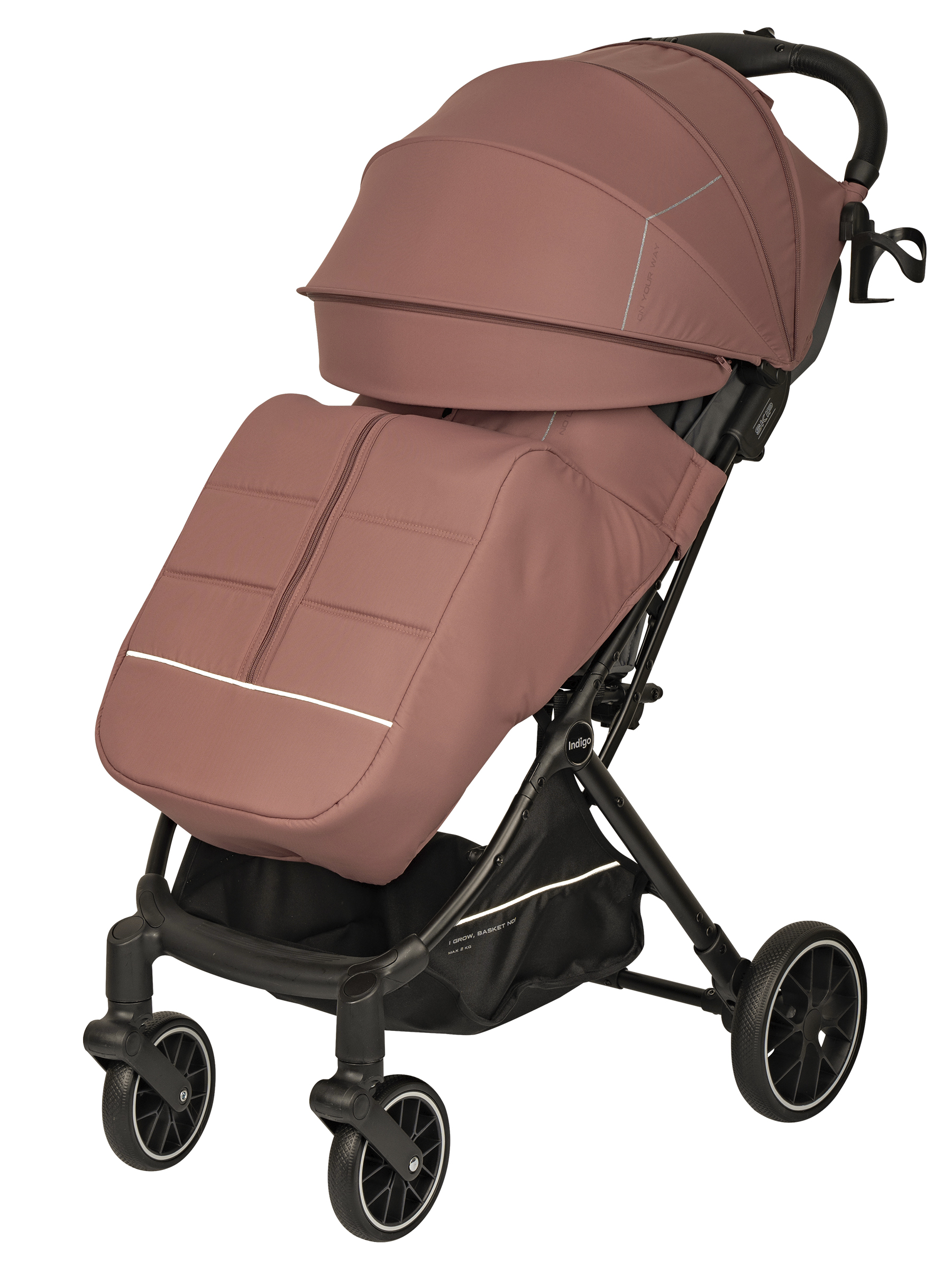 Коляска прогулочная Indigo Skip для путешествий, розовый розовый - фото 12