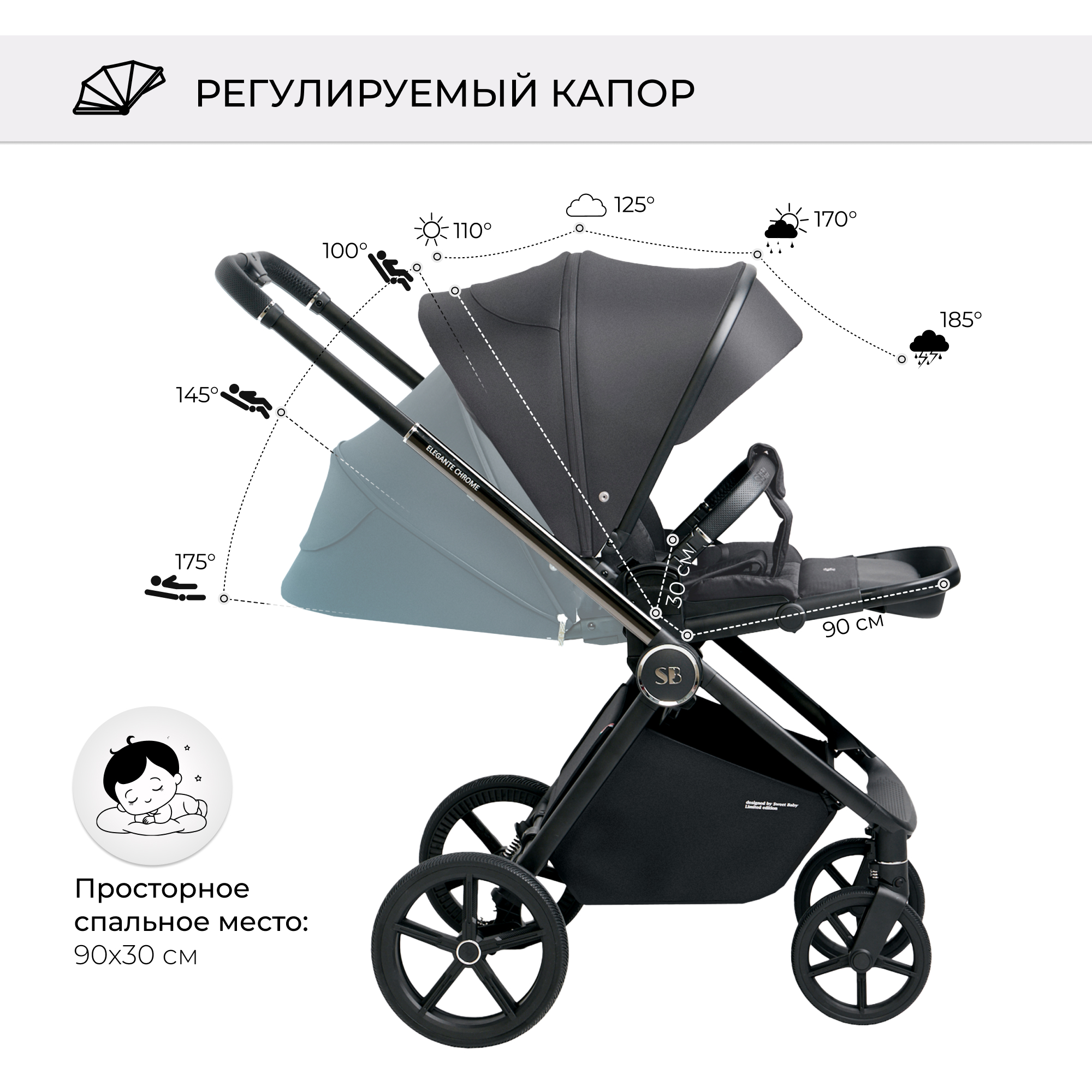 Коляска 2в1 Sweet Baby Elegante Chrome Grey - фото 8