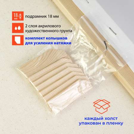 Холст Малевичъ на подрамнике хлопок 280 гр 40x50 см набор 4 штуки