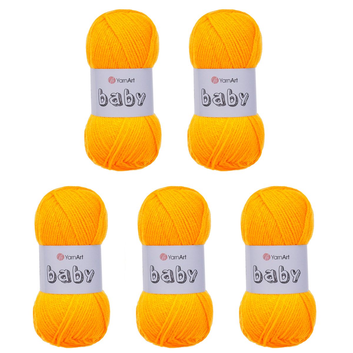 Пряжа для вязания YarnArt Baby 50 гр 150 м акрил мягкая детская 5 мотков 586 желтый - фото 8