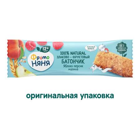 Батончик ФрутоНяня яблоко-персик-малина-злаки 25г с12месяцев