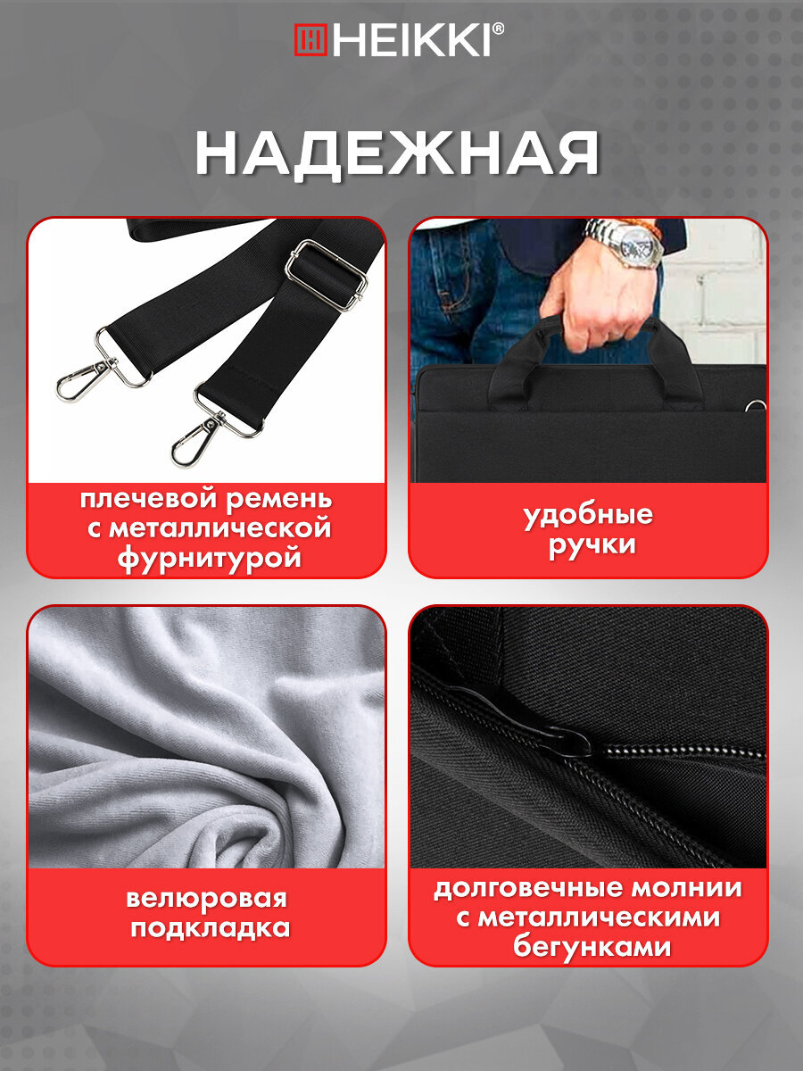 Сумка для ноутбука HEIKKI 13-14 дюймов портфель для документов через плечо - фото 3