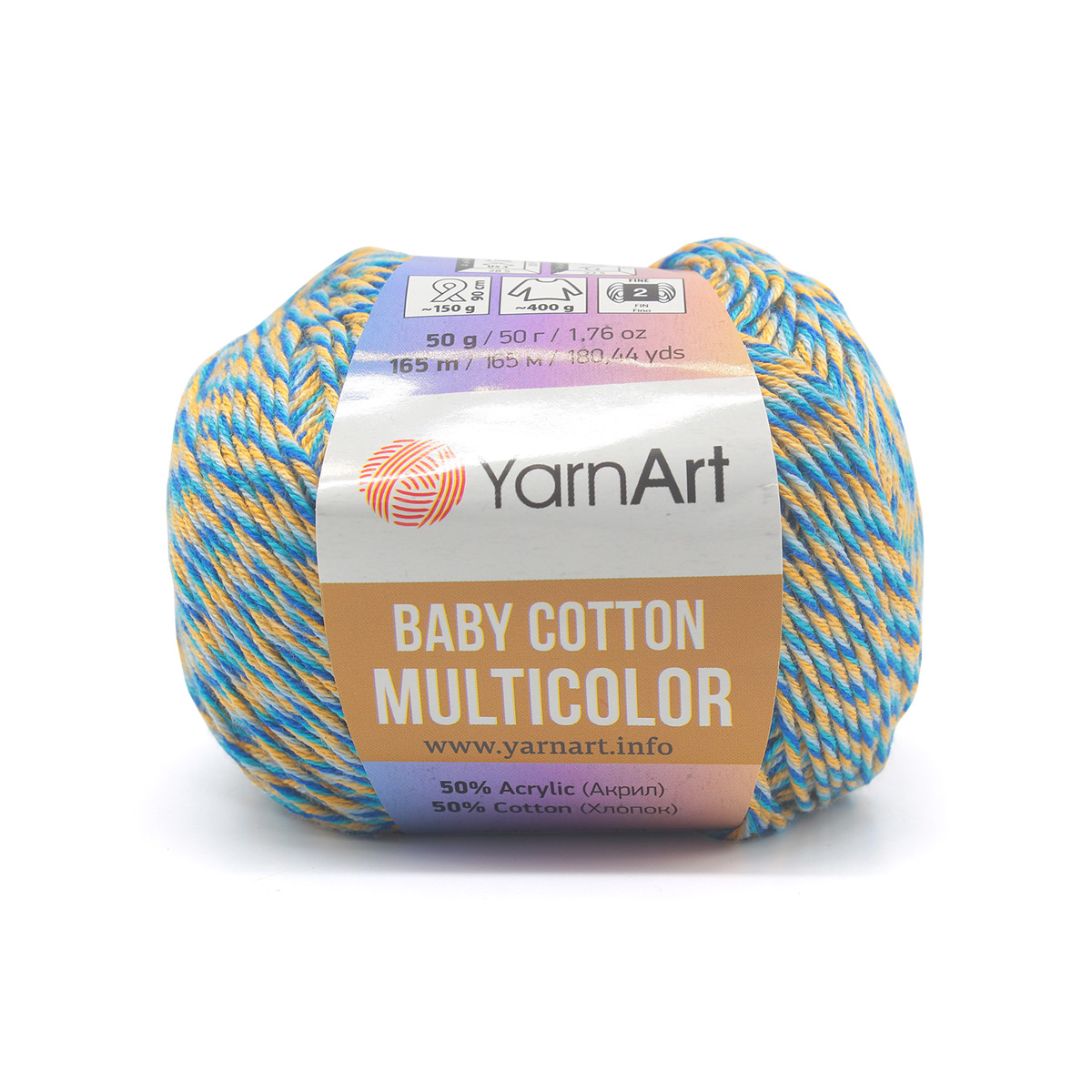 Пряжа для вязания YarnArt Baby cotton multicolor 50 гр 165 м хлопок акрил детская 10 мотков цвет 5211 - фото 1