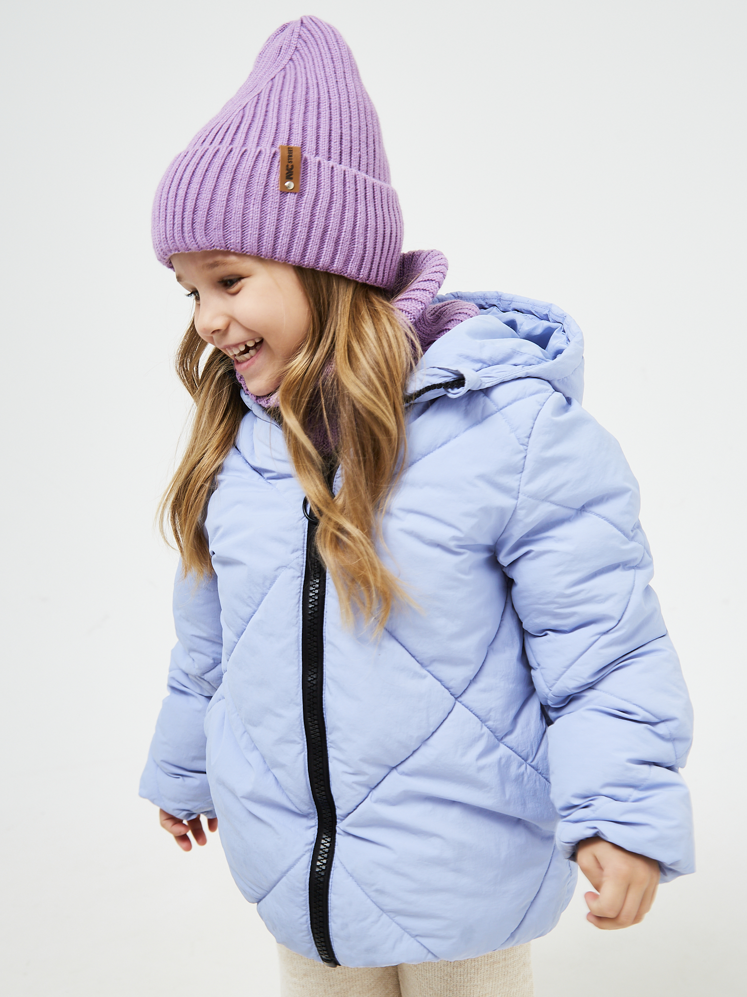Шапка и снуд NYCkids NYC-H-53-poloski-lilac - фото 8