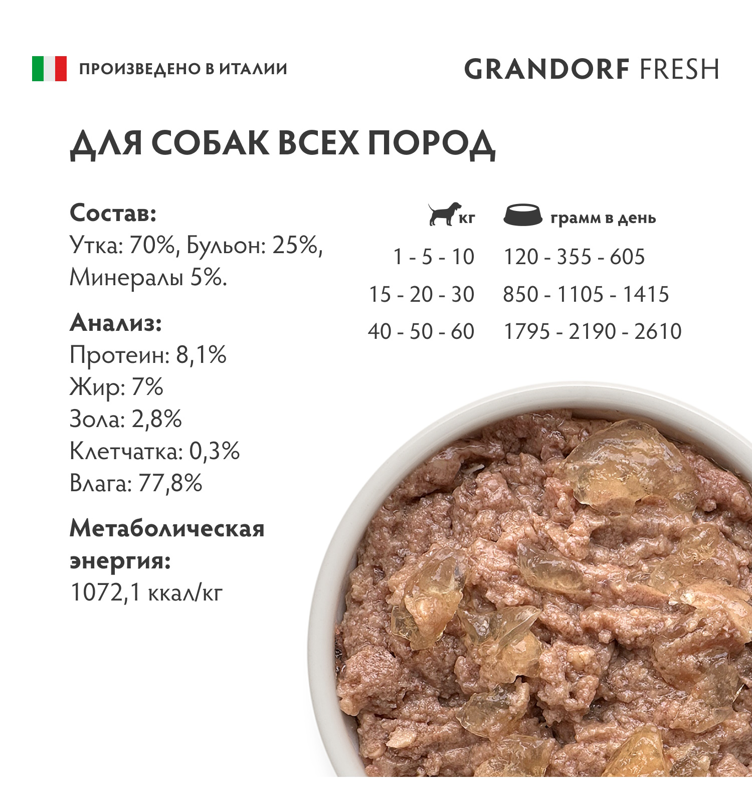 Корм для собак GRANDORF FRESH Паштет из утки 200г - фото 3