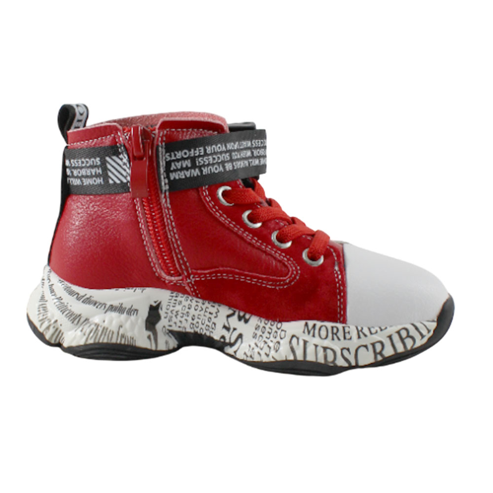 Кеды Europen F-10718-СВ EUROPEN Кеды высокие для девочки,красно-белый - фото 2