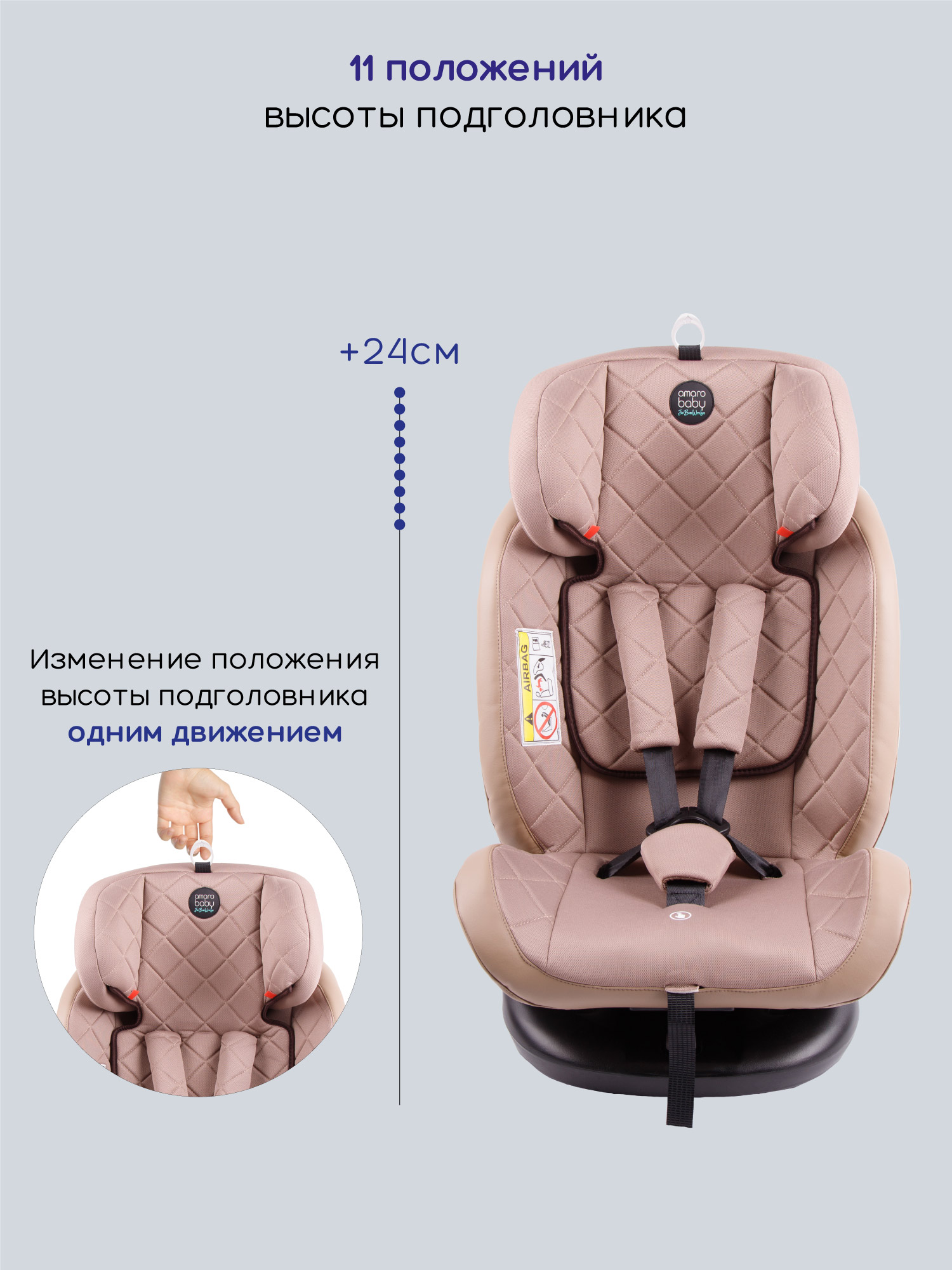 Автокресло Amarobaby Brilliant Isofix 0+/1/2/3 (0-36 кг) бежевый - фото 6