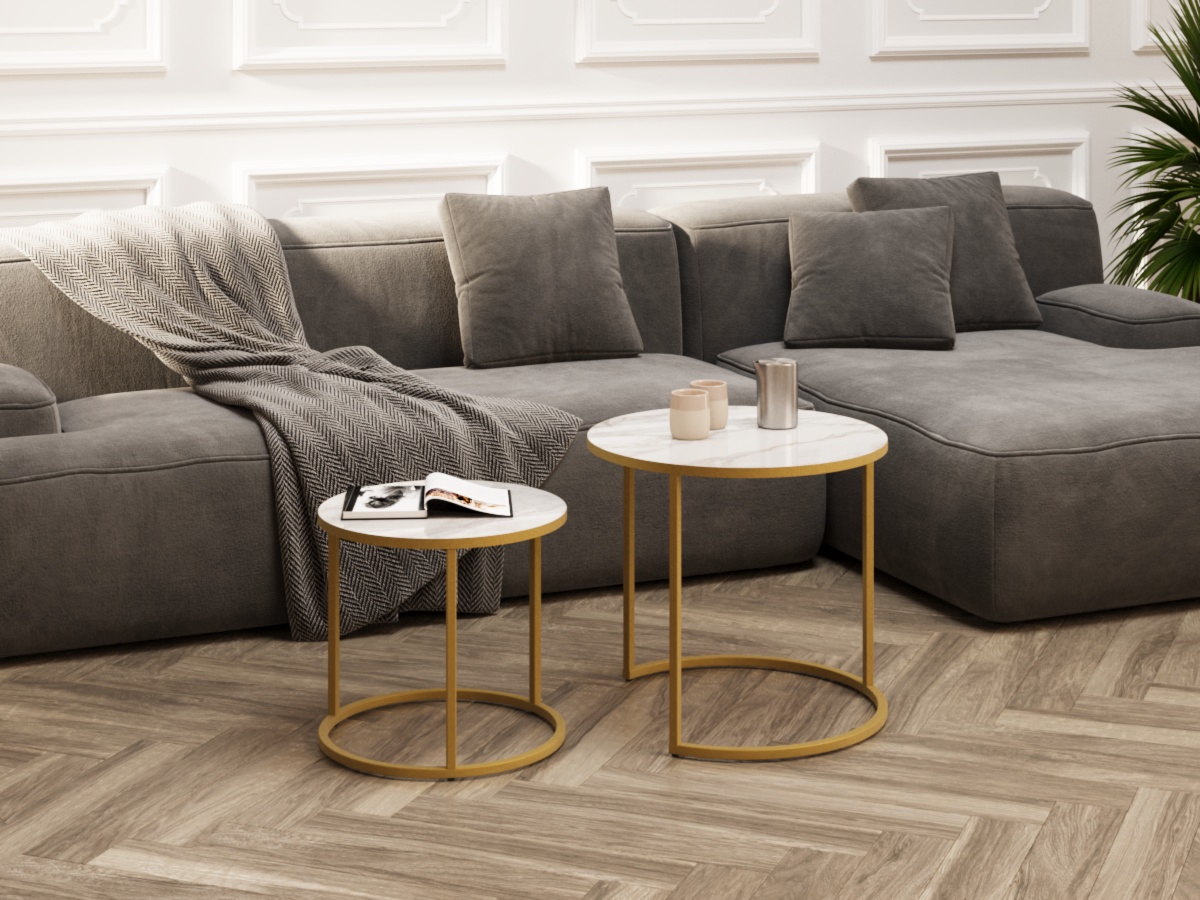 Стол журнальный SLINE Верона керамогранит 40/50 белый глянец - фото 4