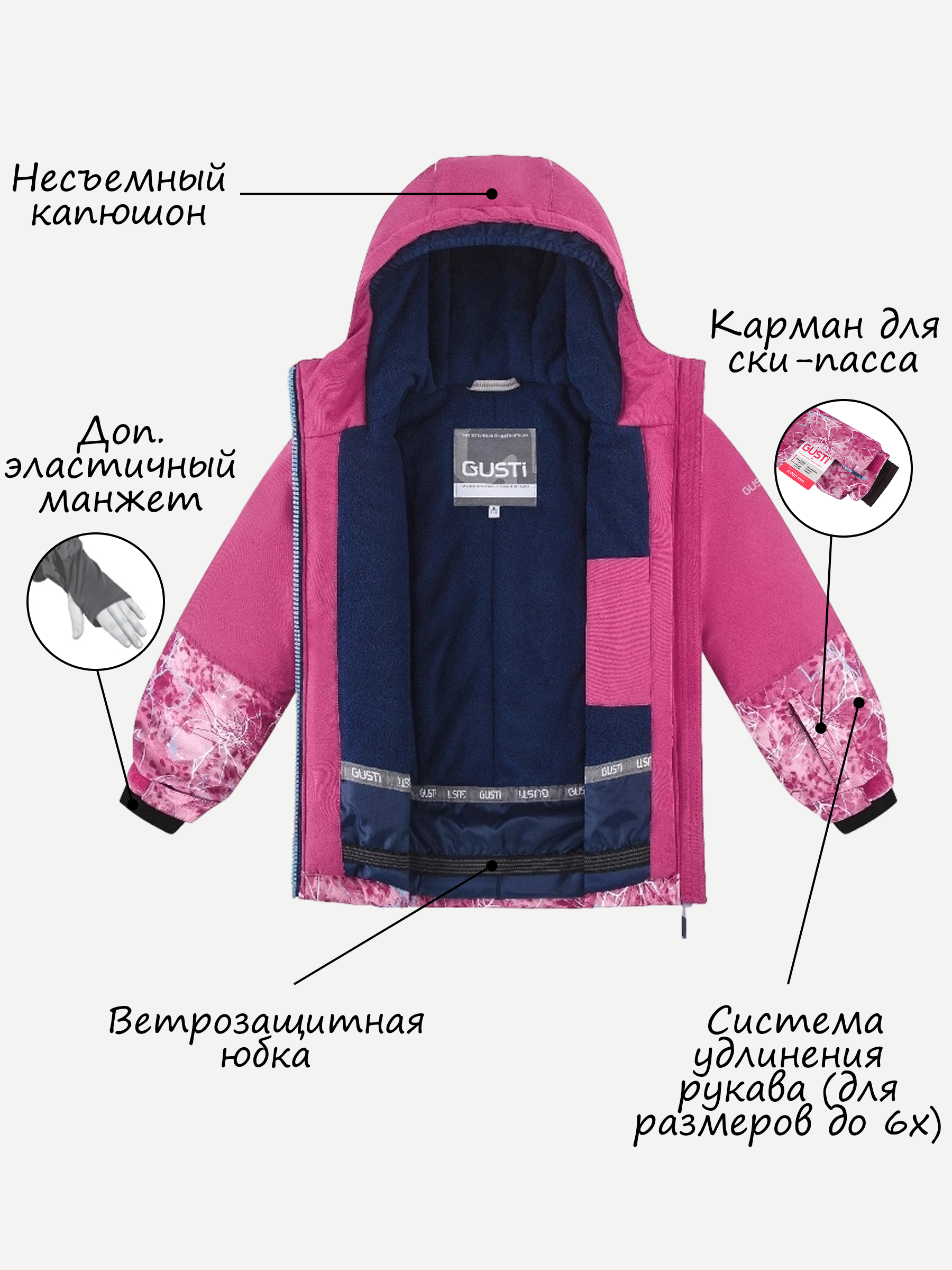 Куртка и полукомбинезон GUSTI GW4GS821-MAGENTA - фото 4
