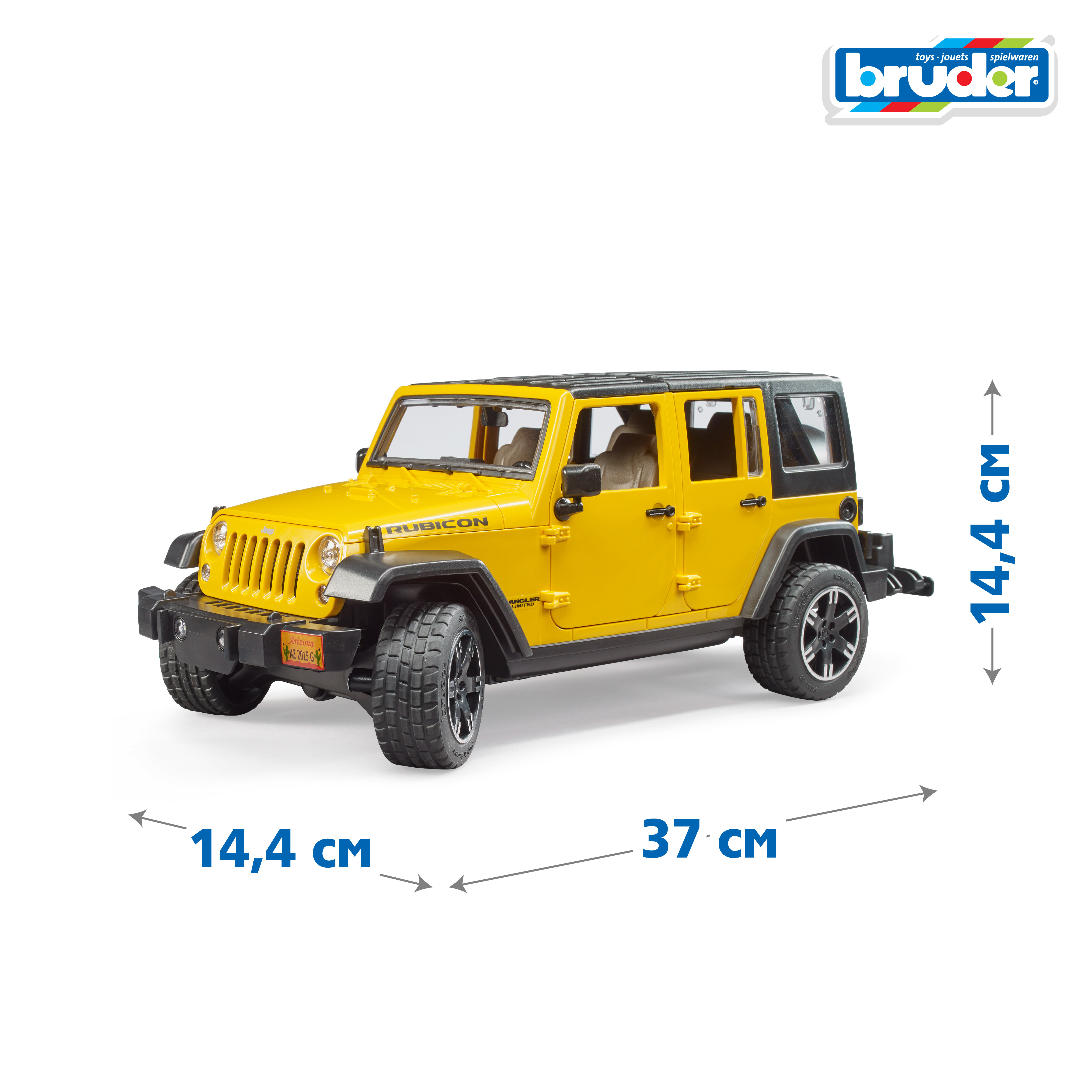 Внедорожник Bruder Jeep c велосипедом и фигуркой 1:16 желтый 02-543 - фото 2