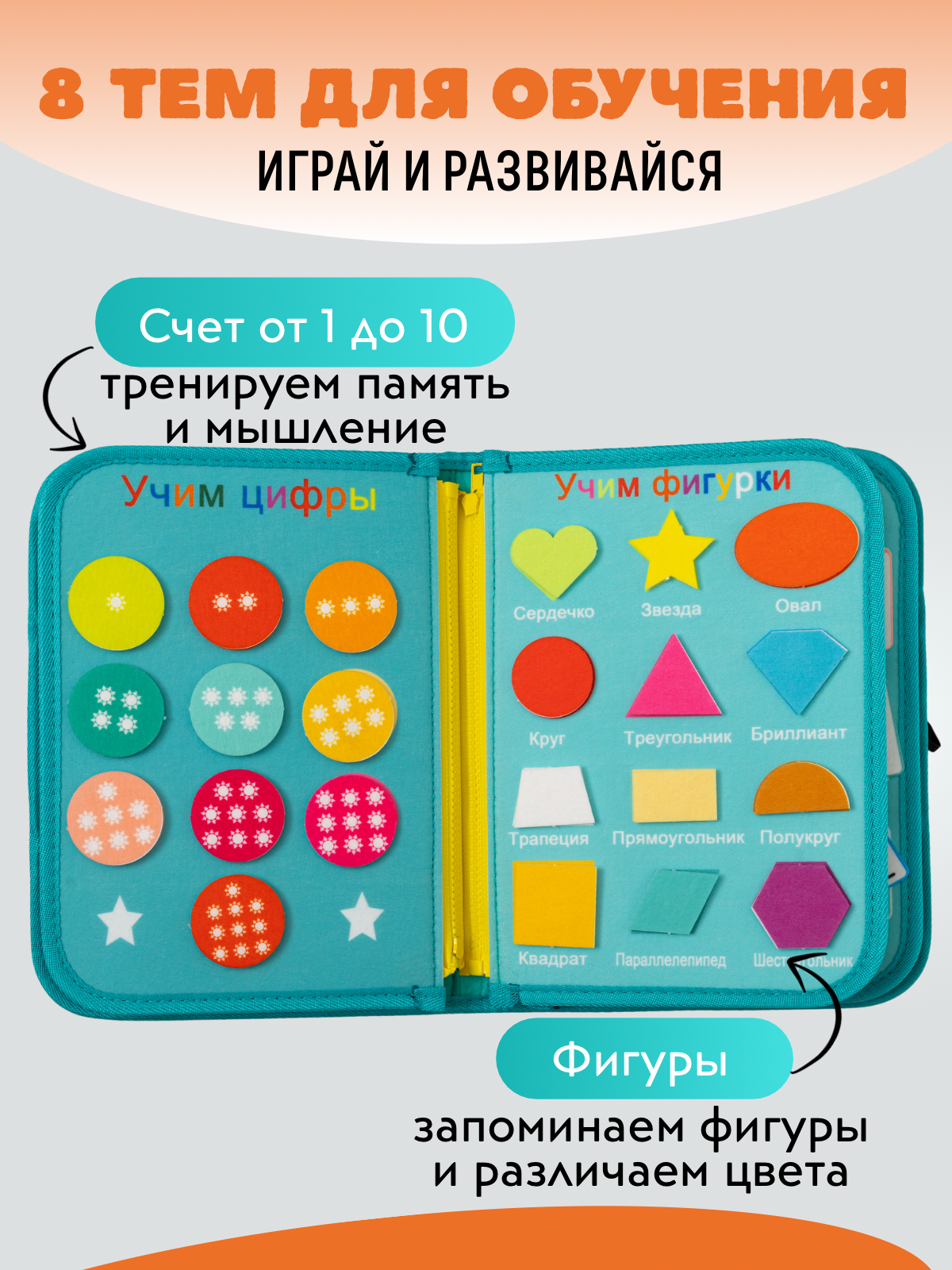 Игрушка DiaDan бизиборд Развивающая книжка бизиборд - фото 4