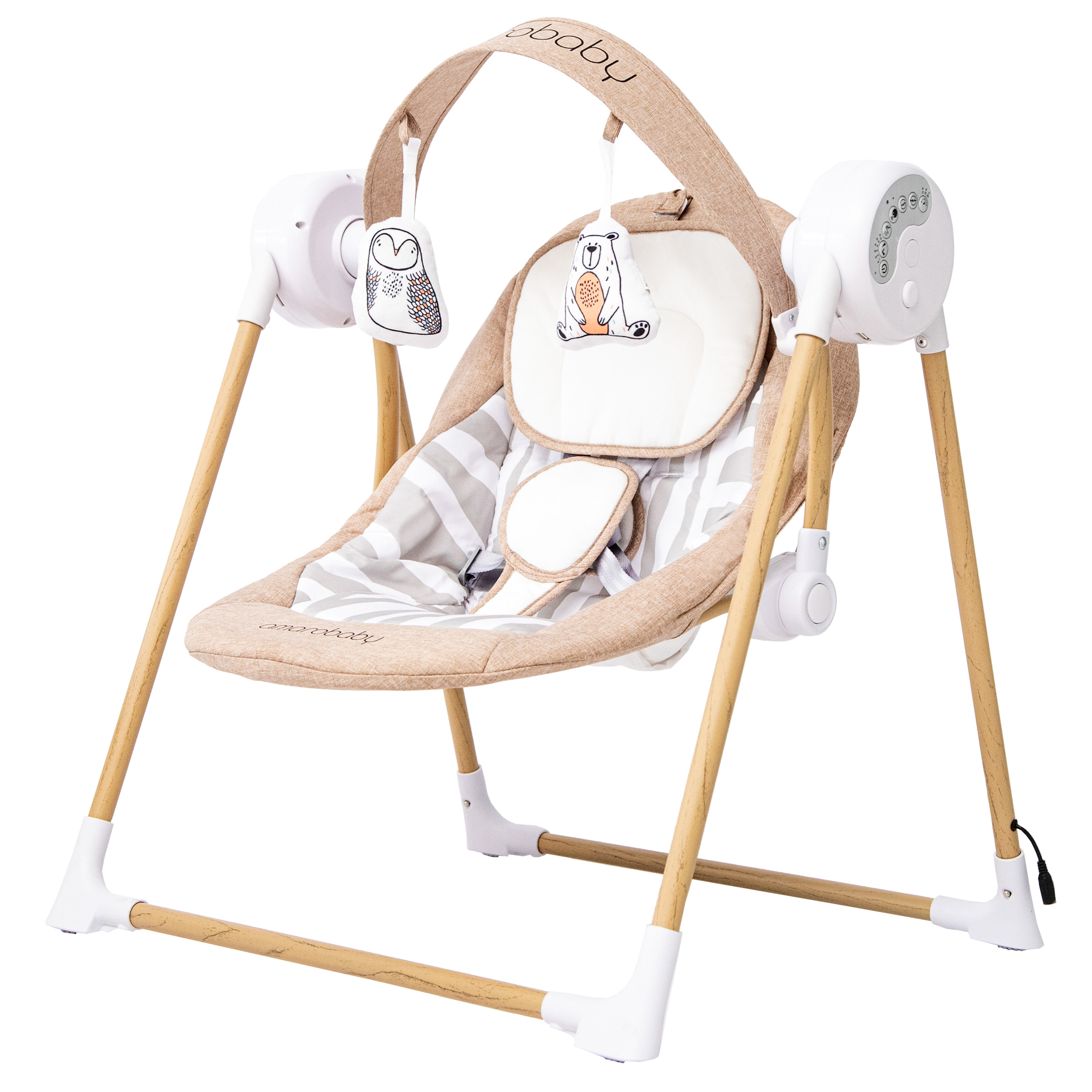 Электрокачели Amarobaby Wooden Swing Бежевый - фото 1