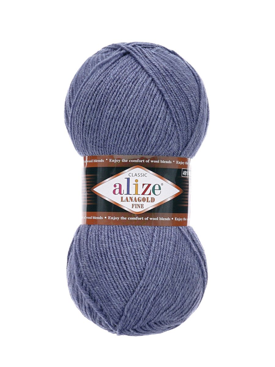 Пряжа Alize полушерстяная мягкая тонкая теплая Lanagold fine 100г 390м 5 шт 203 джинс меланж - фото 4
