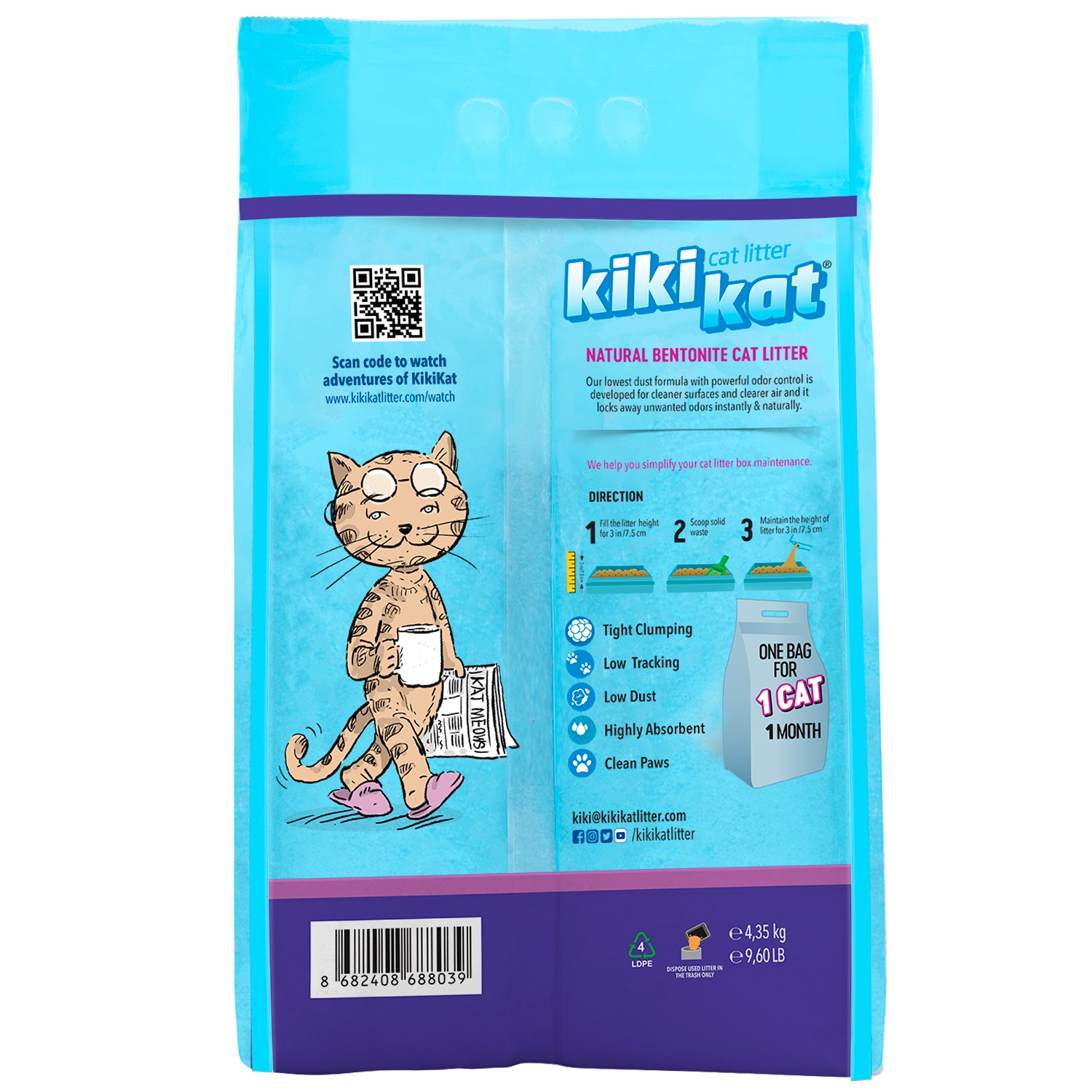 Наполнитель для кошачьего туалета KikiKat комкующийся бентонитовый супер-белый Лаванда 5л - фото 3